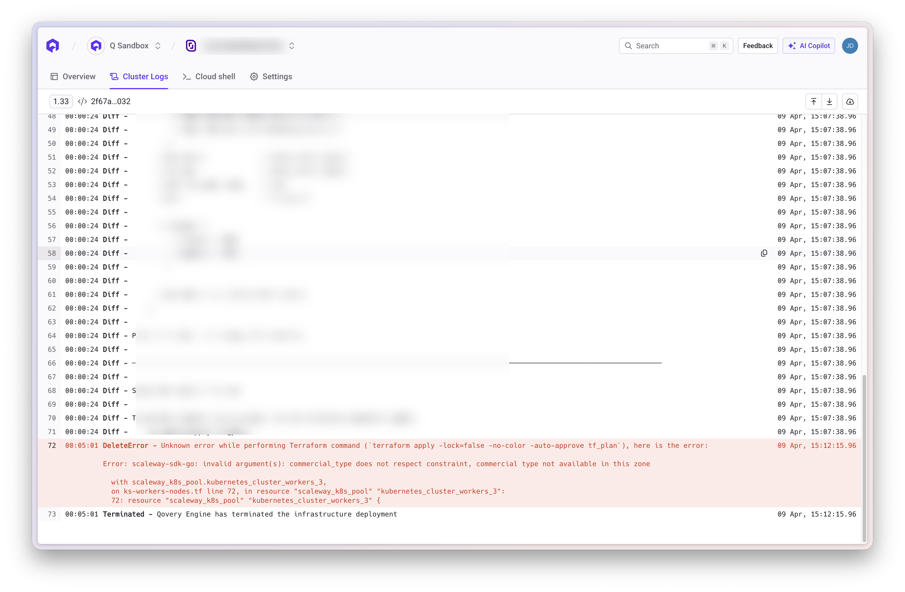 Cluster Error Logs