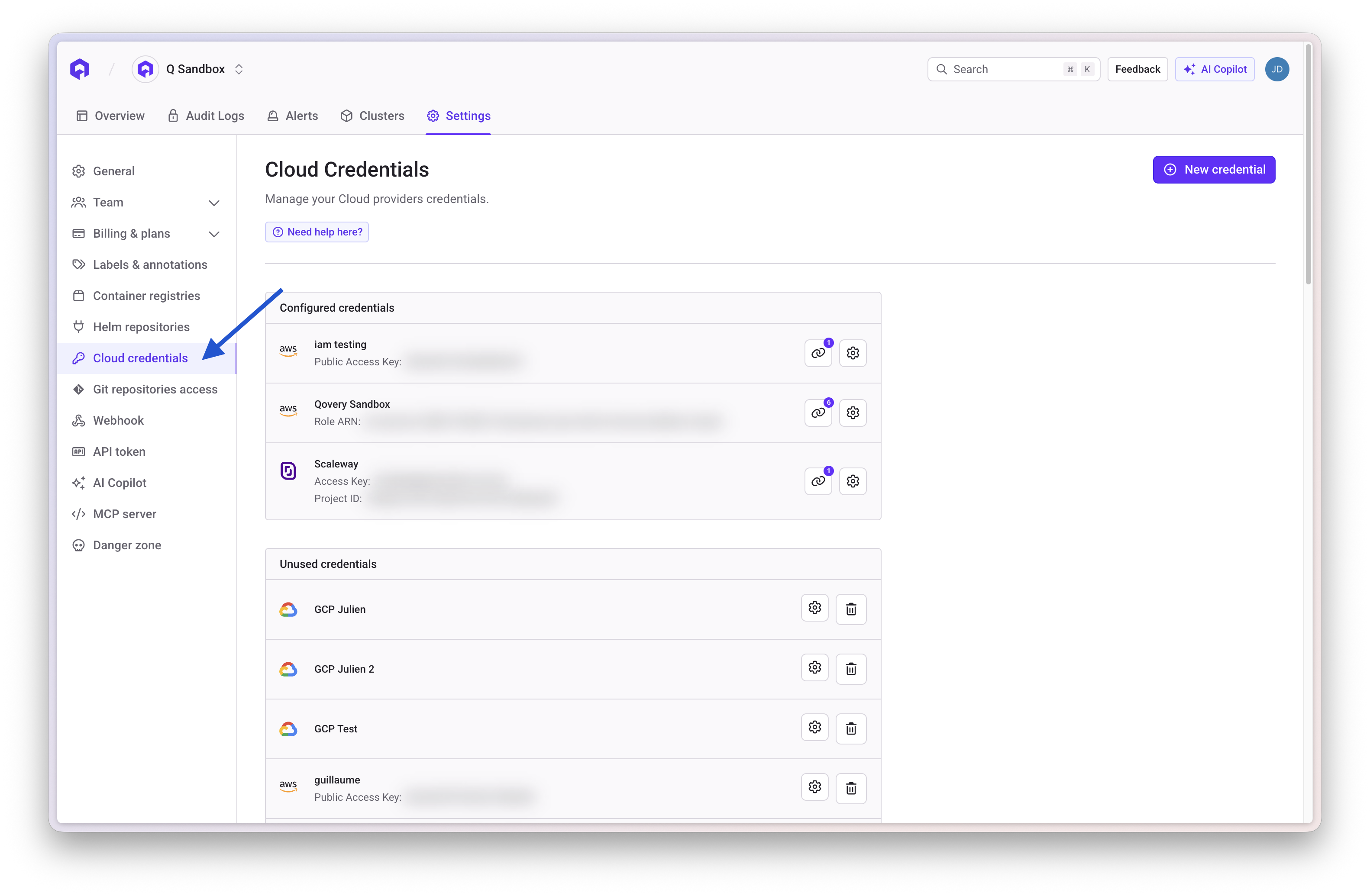 How to access your cloud credentials