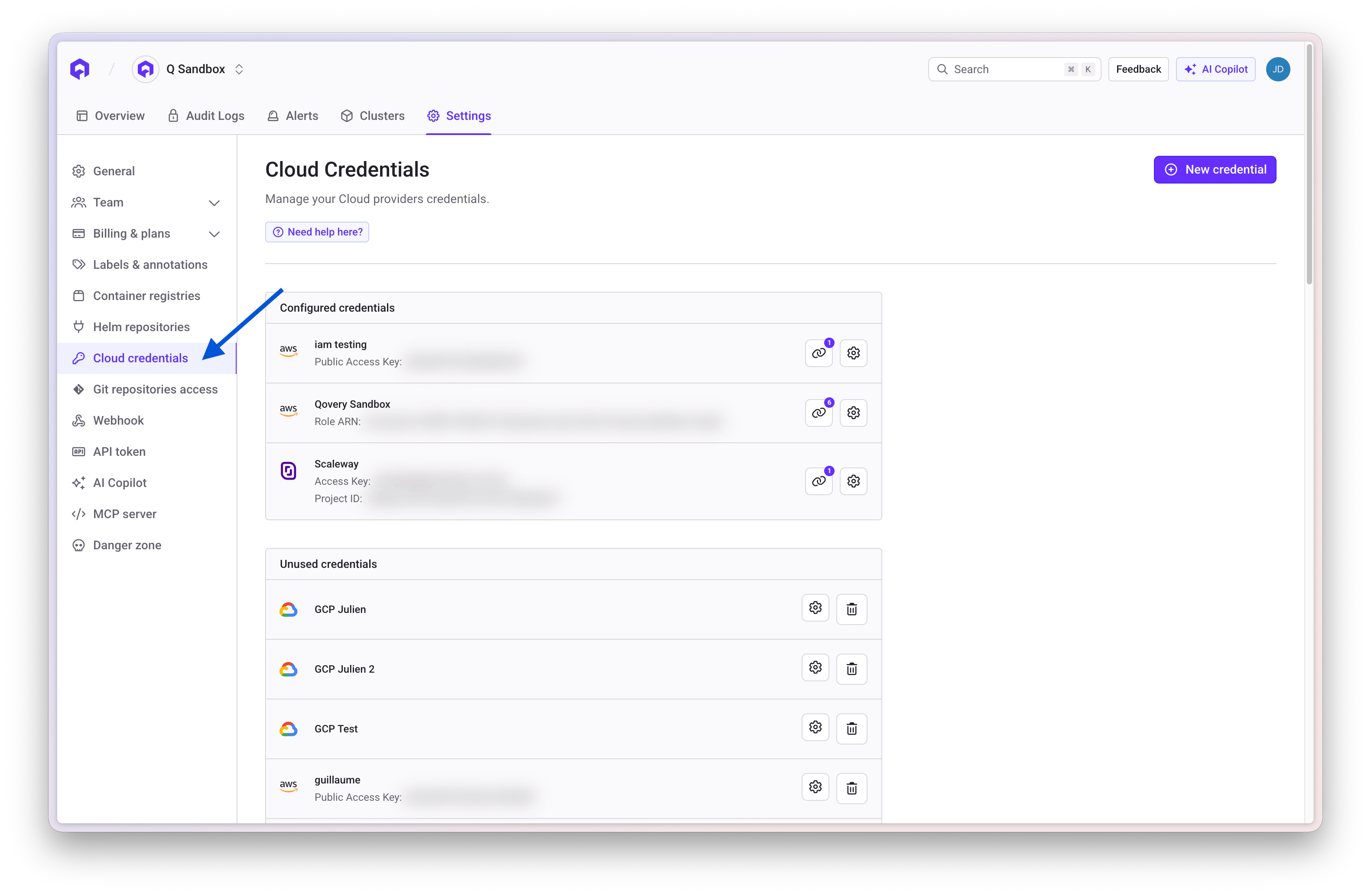 How to access your cloud credentials