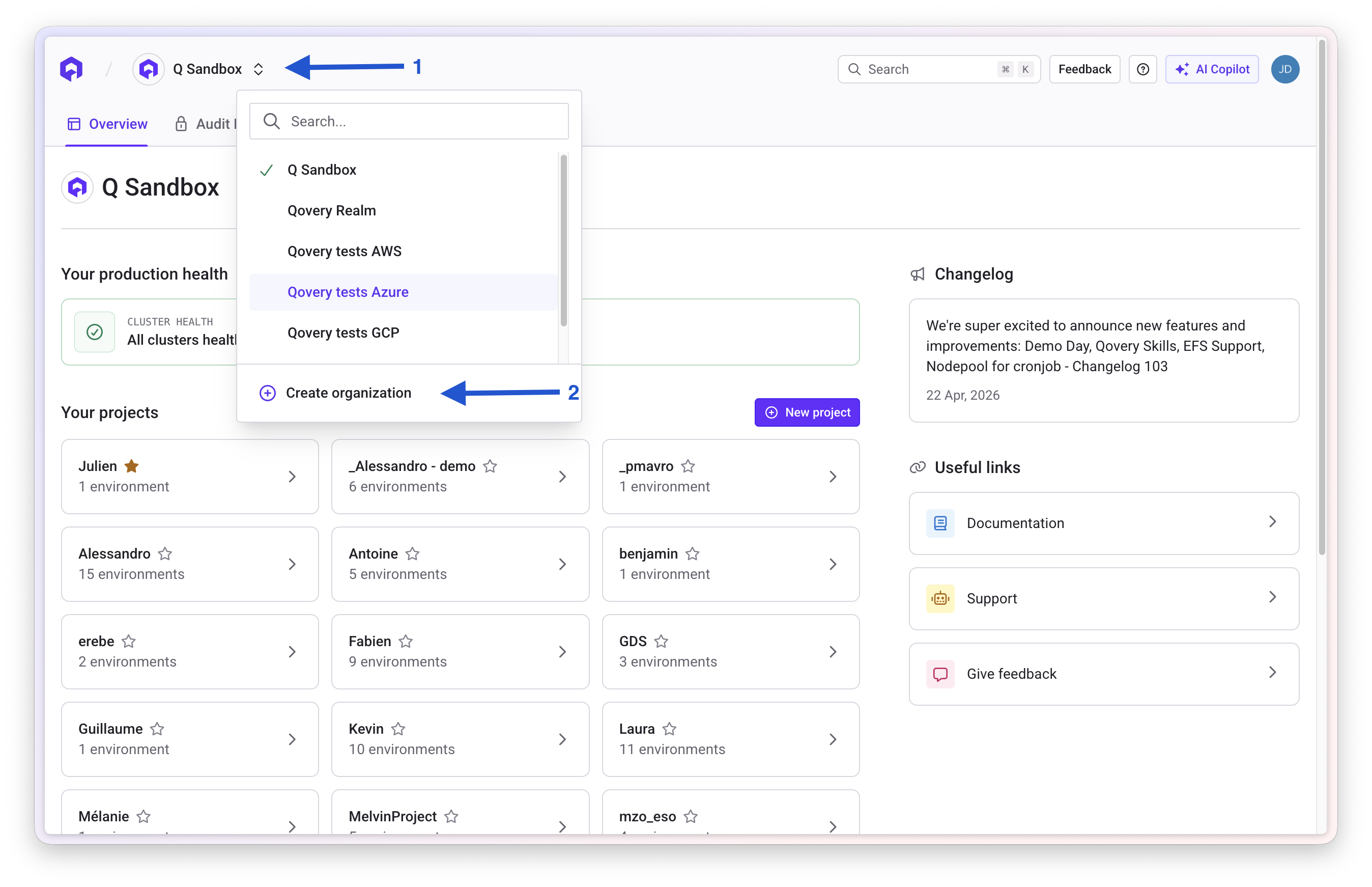 Create organization after signing up