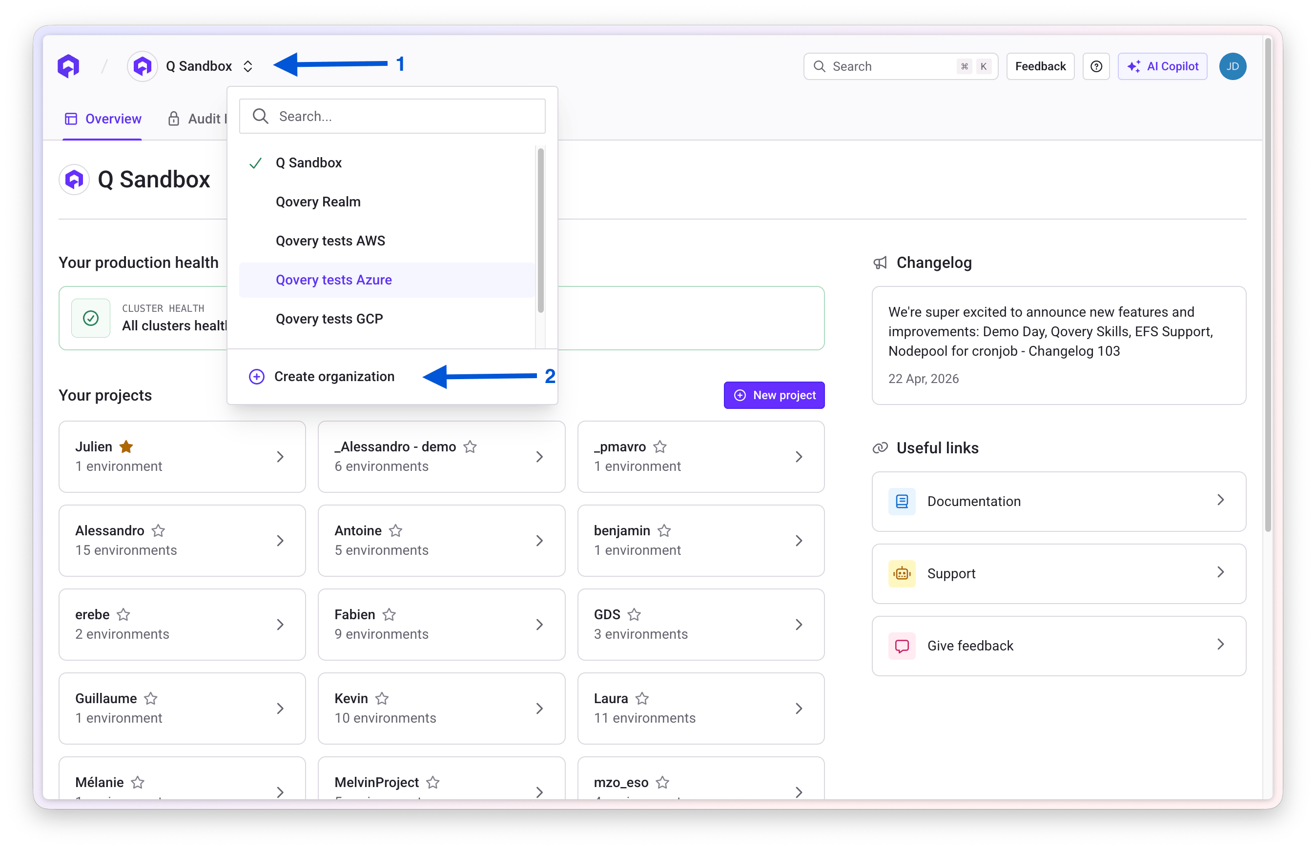 Create organization after signing up