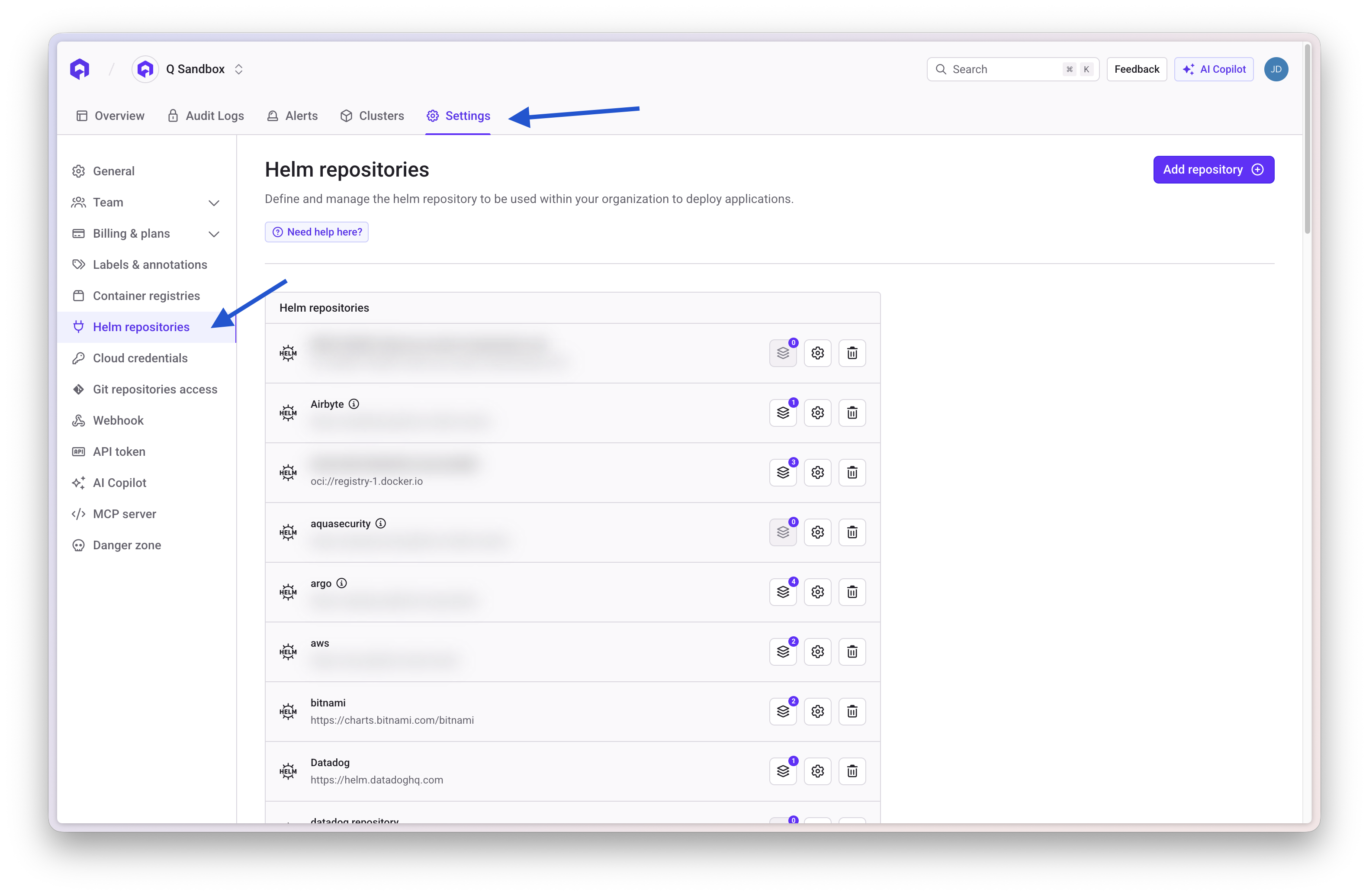 Helm Repository Management