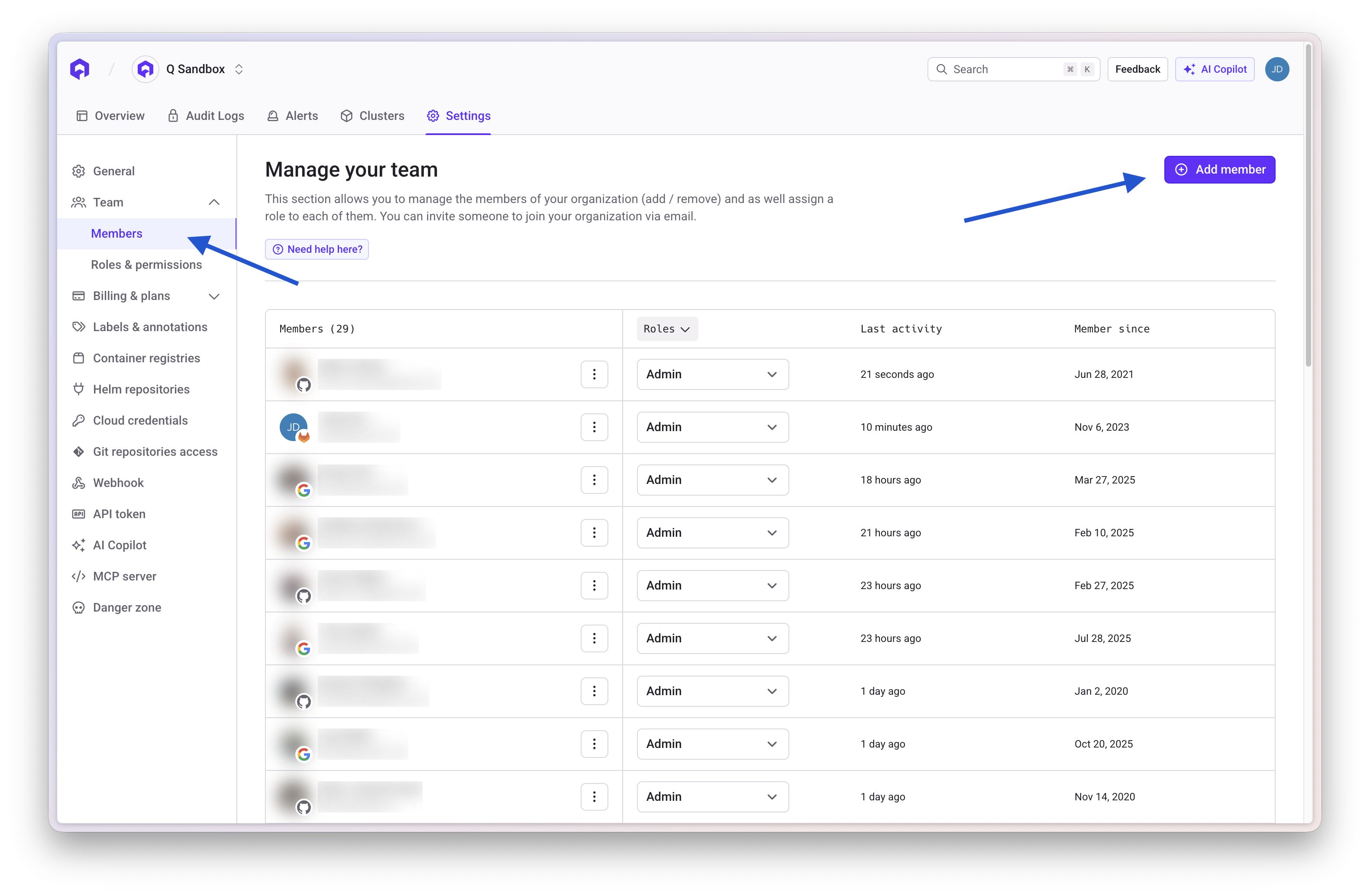Qovery - List all members within an organization