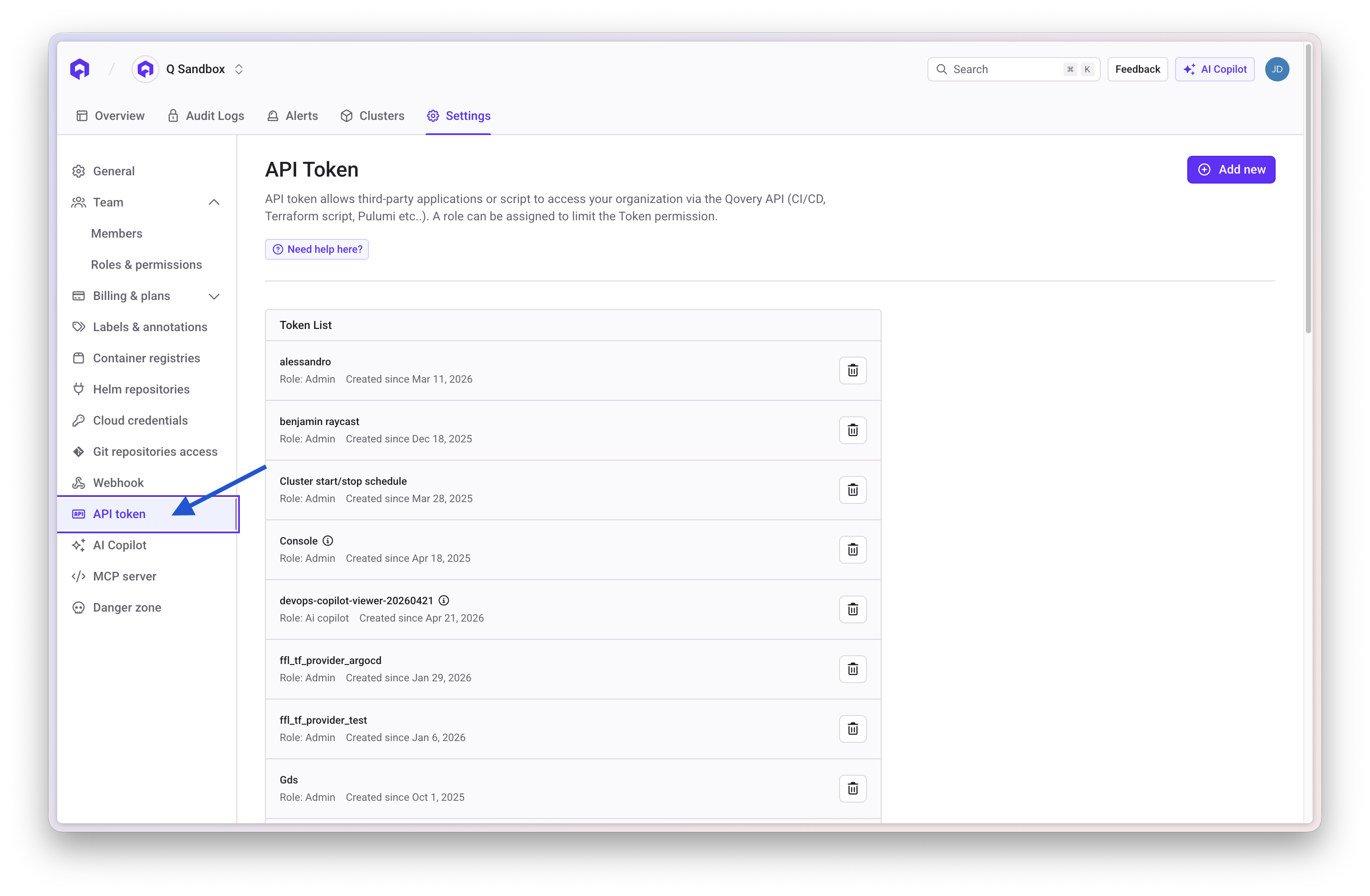 How to access your Token API section