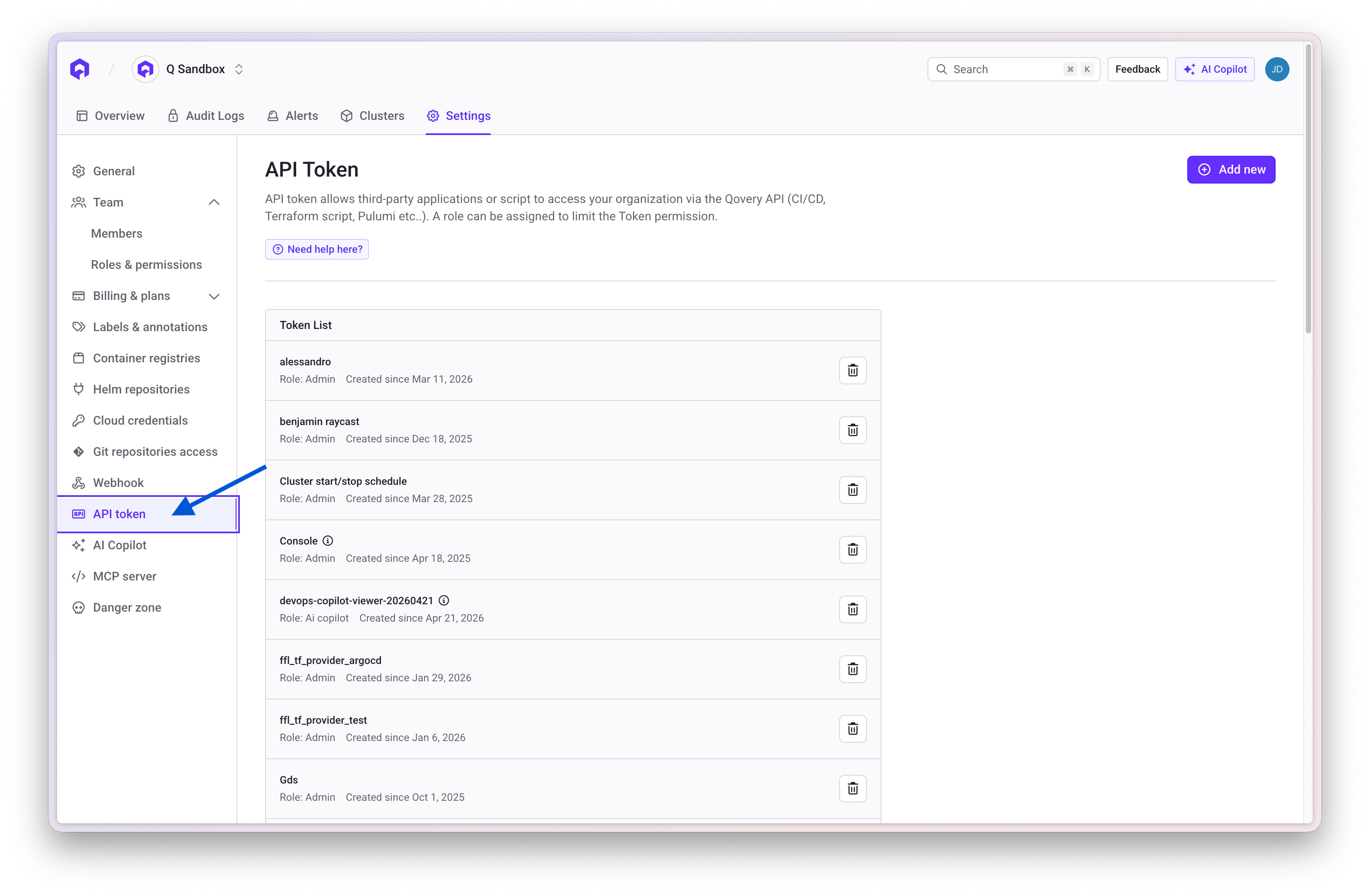 How to access your Token API section