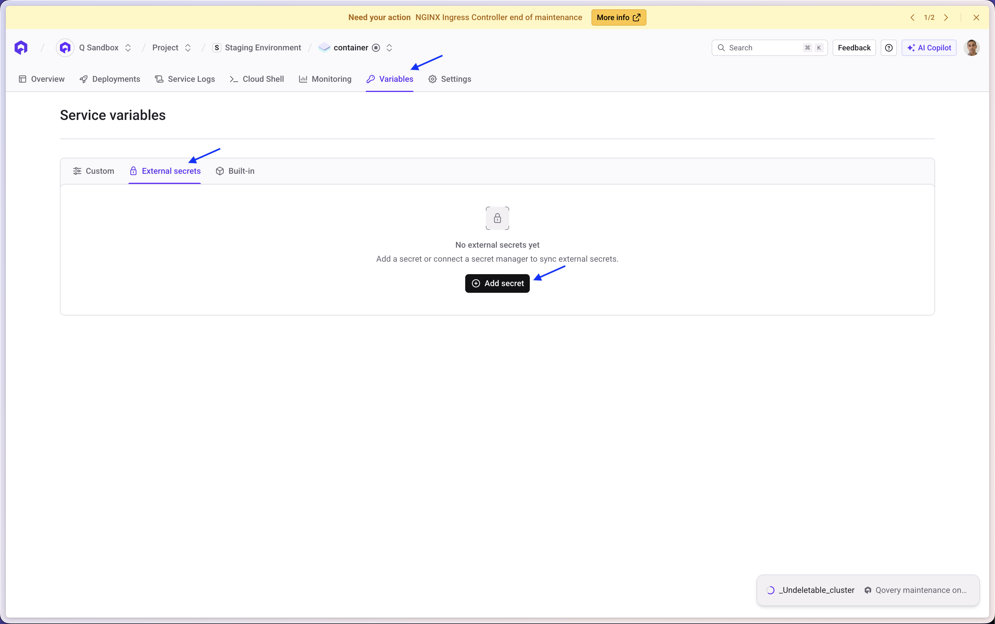 External Secrets path
