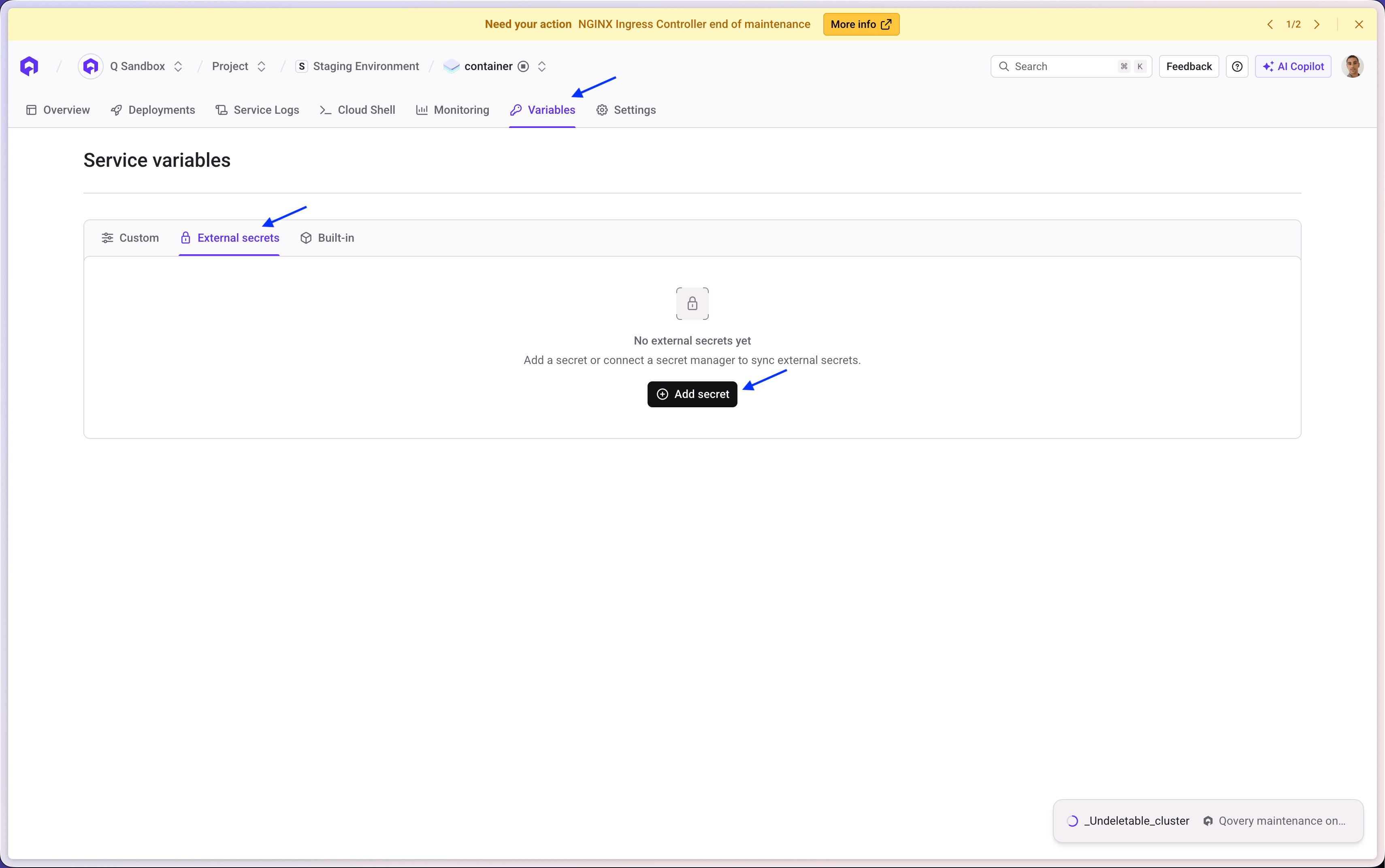 External Secrets path