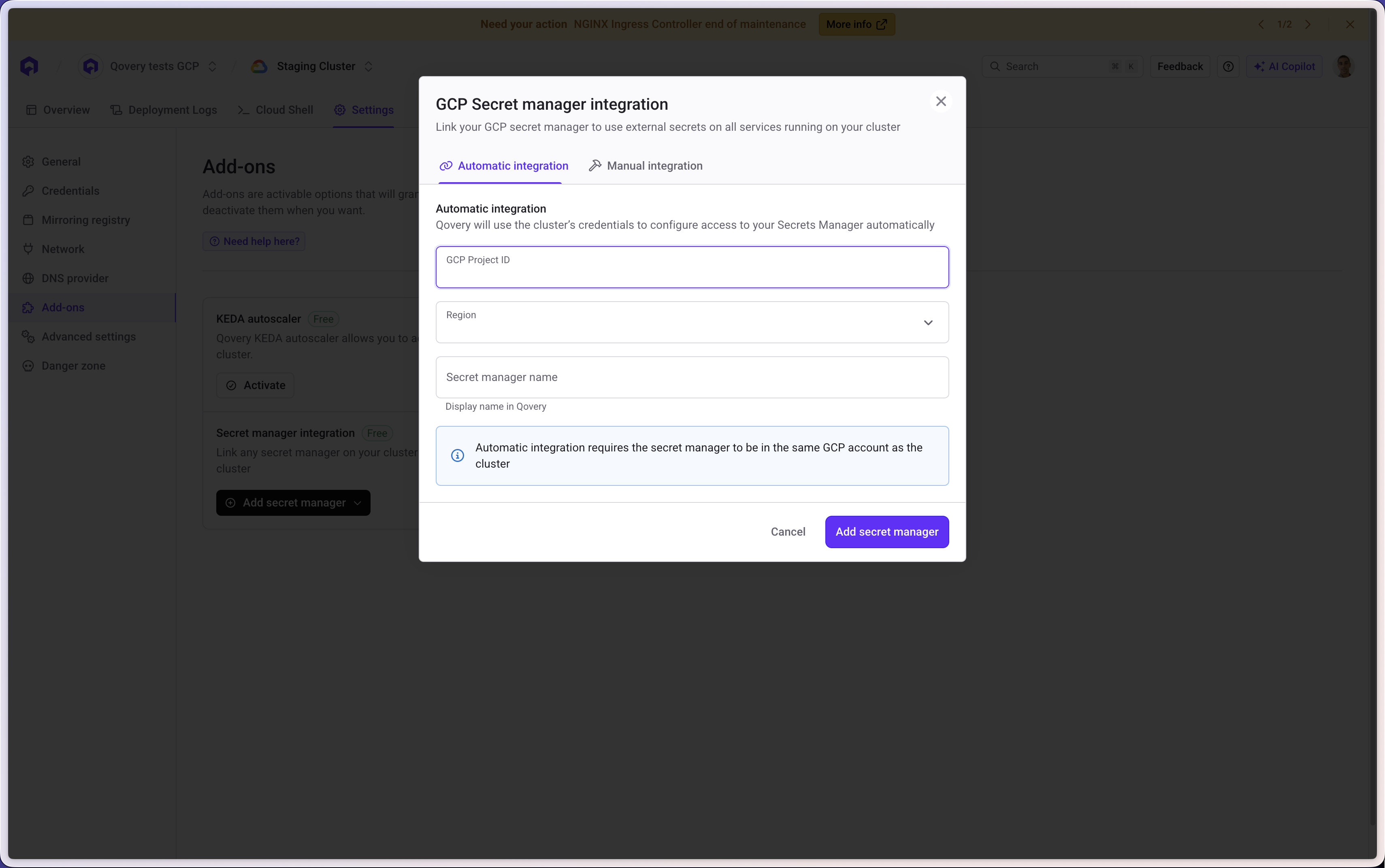 Automatic GCP Secret Manager authentication