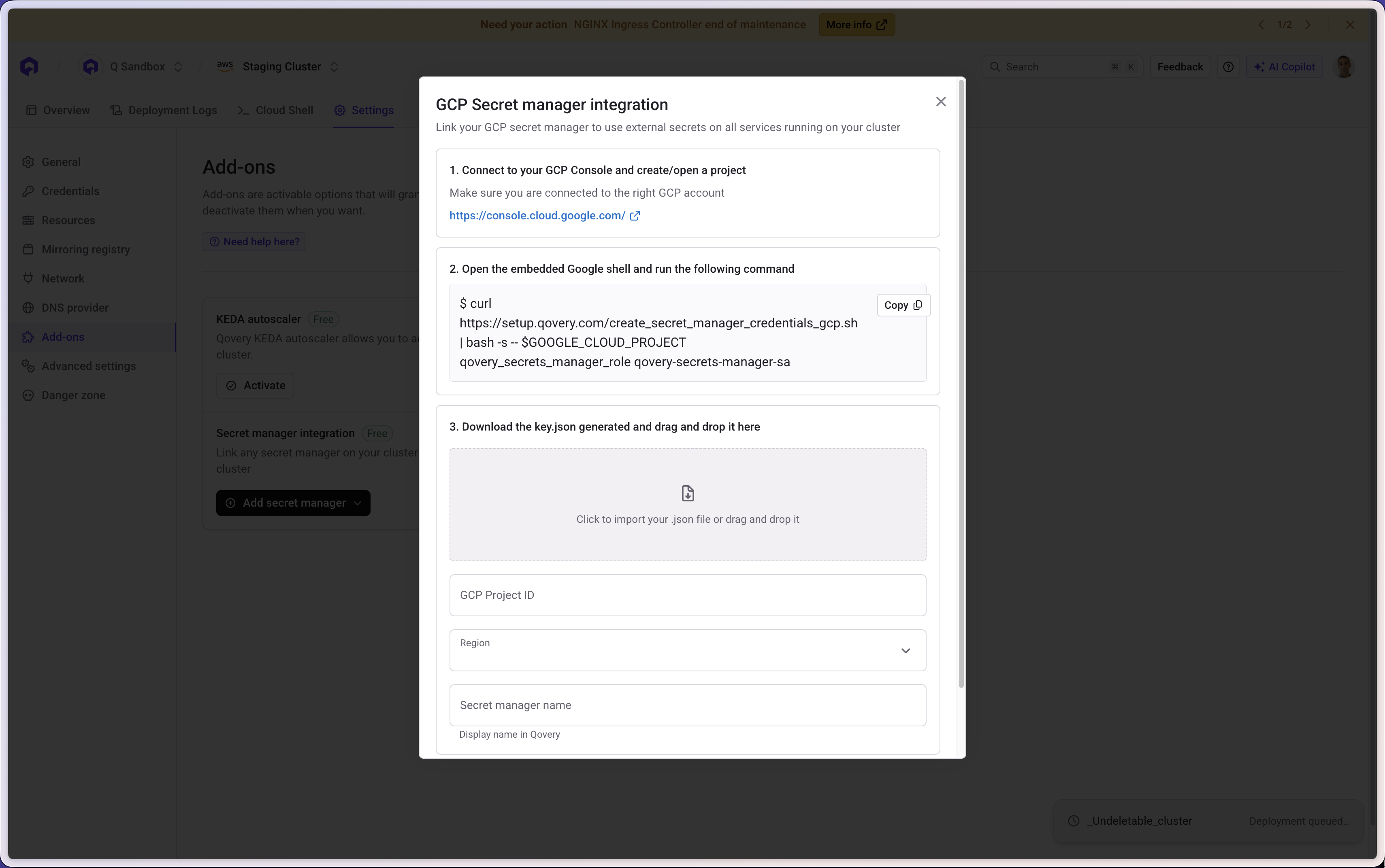 GCP Static Credentials Secret Manager