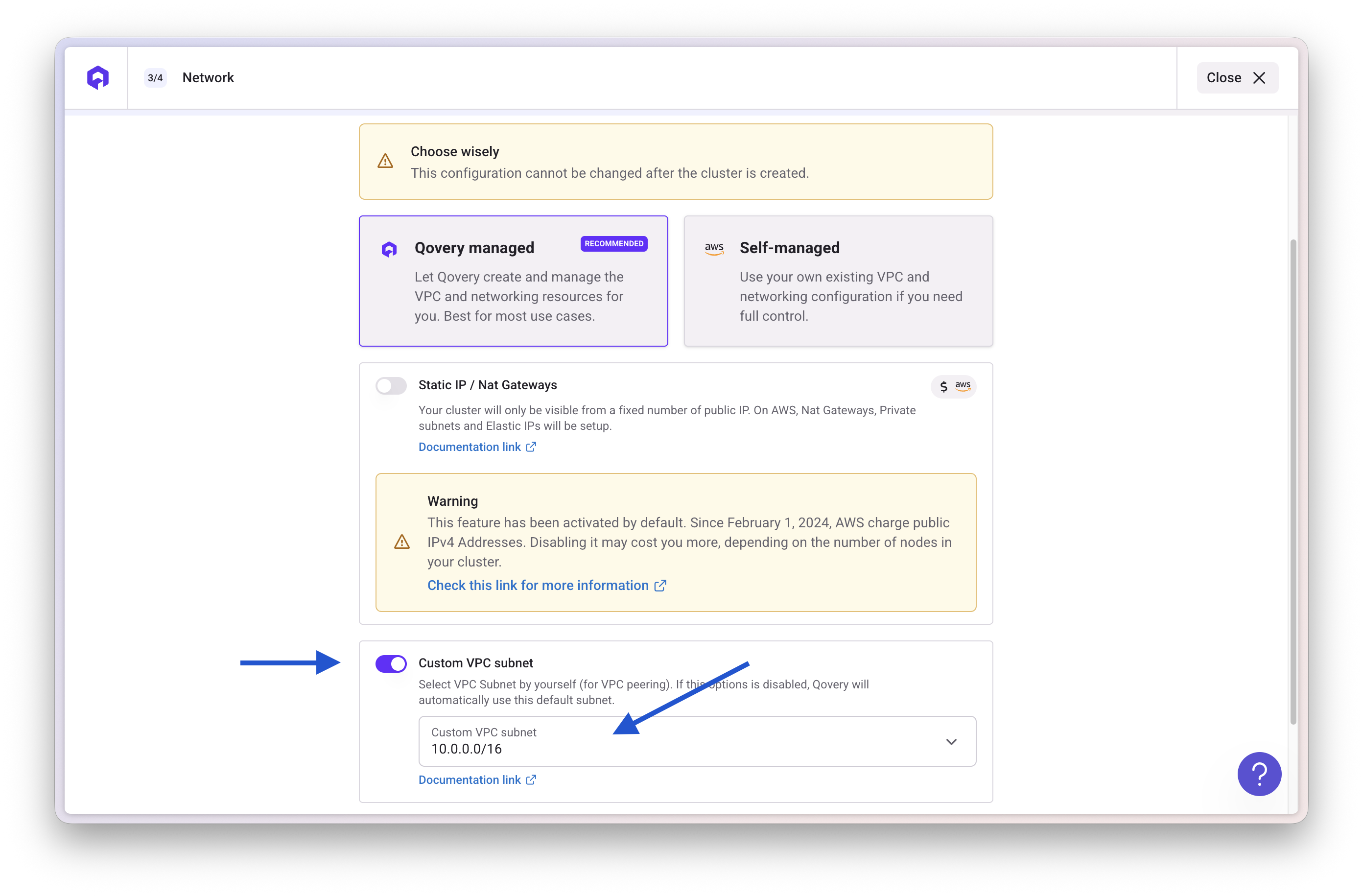 Customize Qovery CIDR