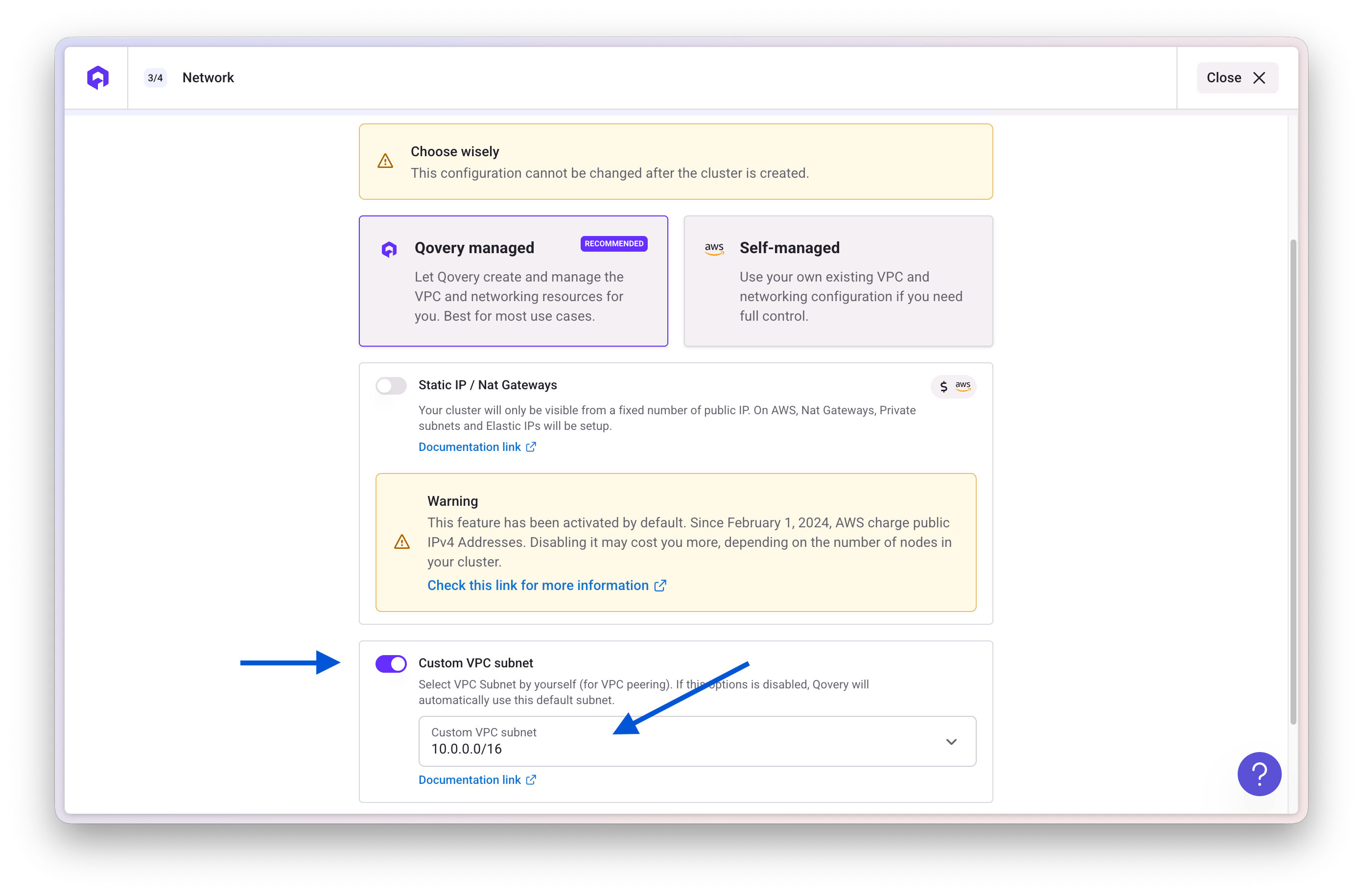 Customize Qovery CIDR