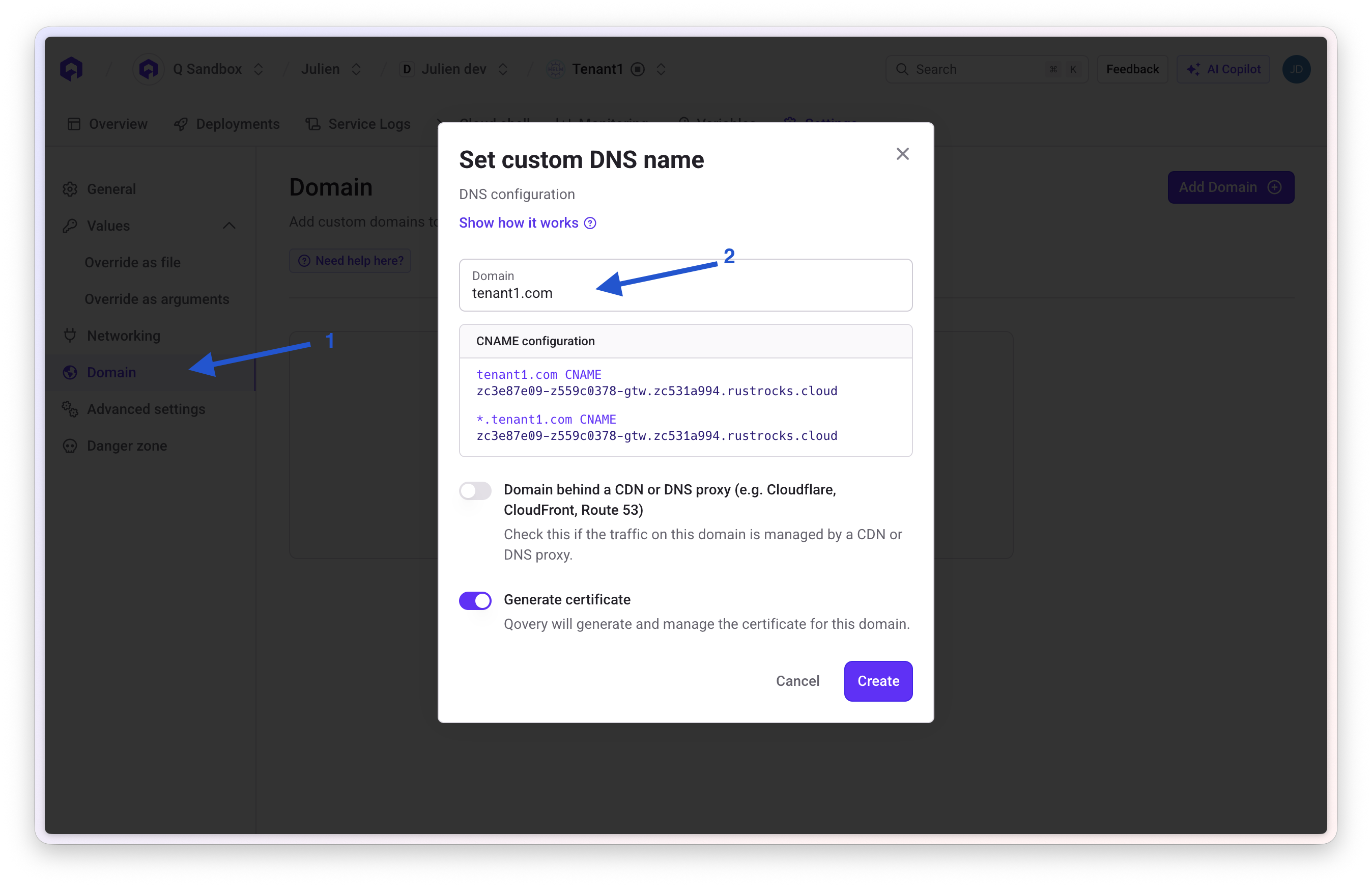 Add custom domain
