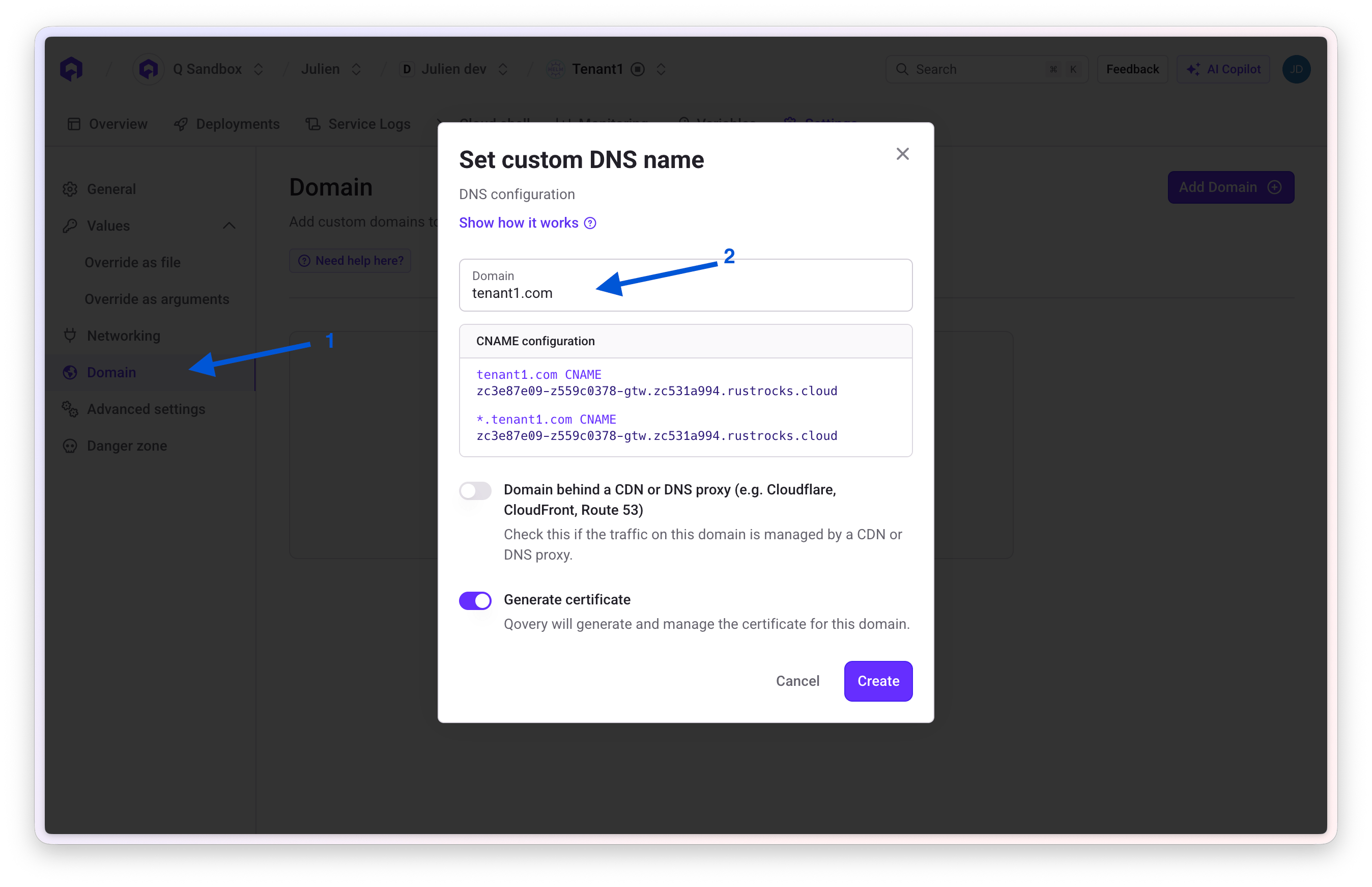 Add custom domain