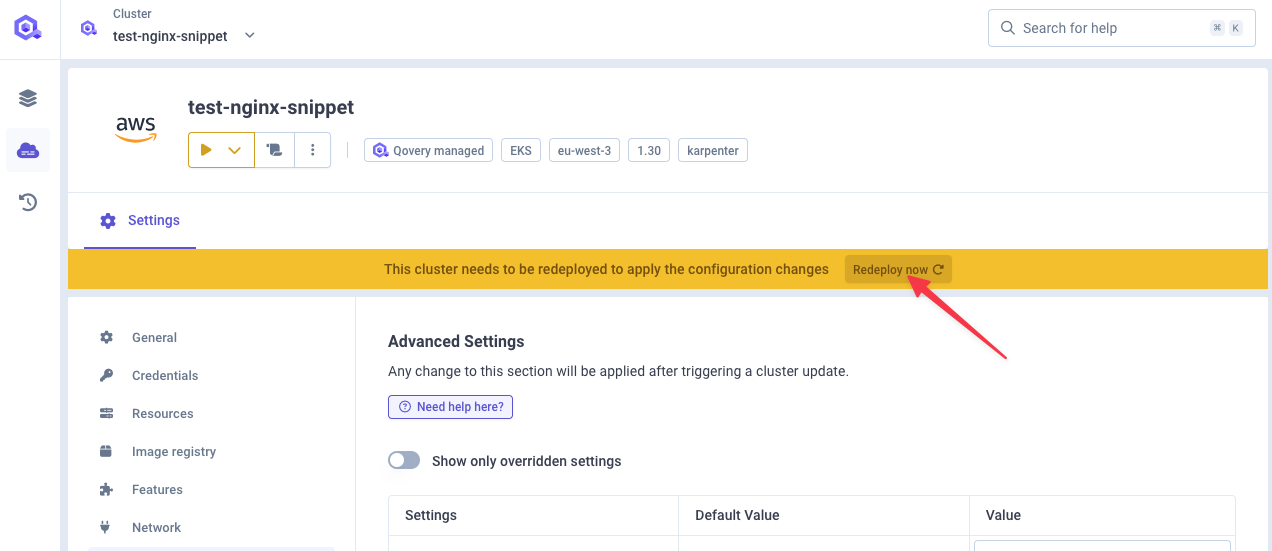 Deploy cluster changes