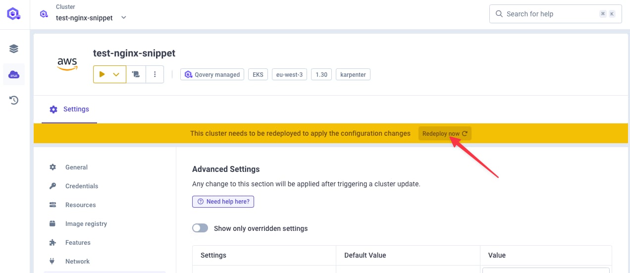 Deploy cluster changes