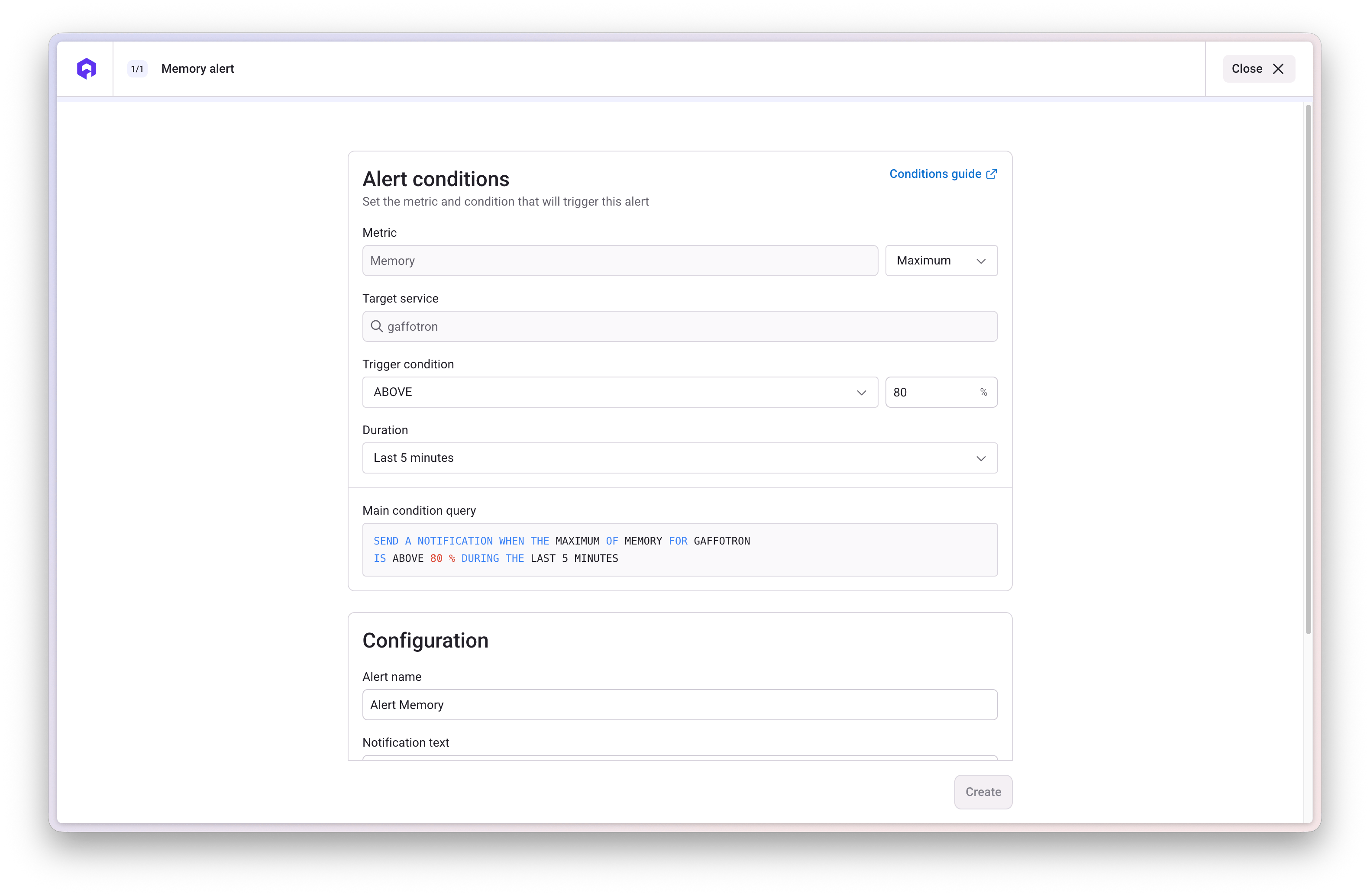 Alert Conditions Configuration