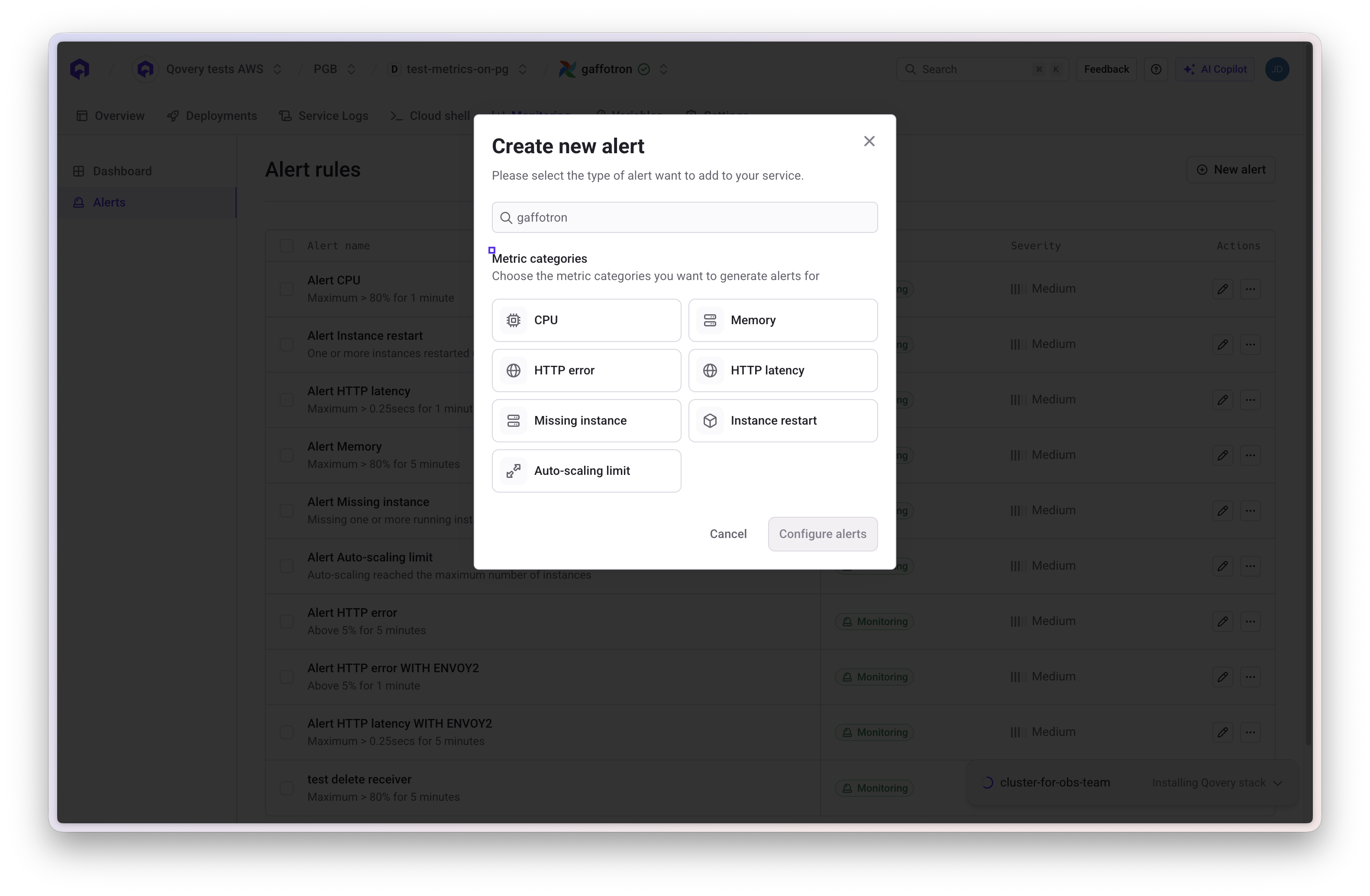 Creating an Alert