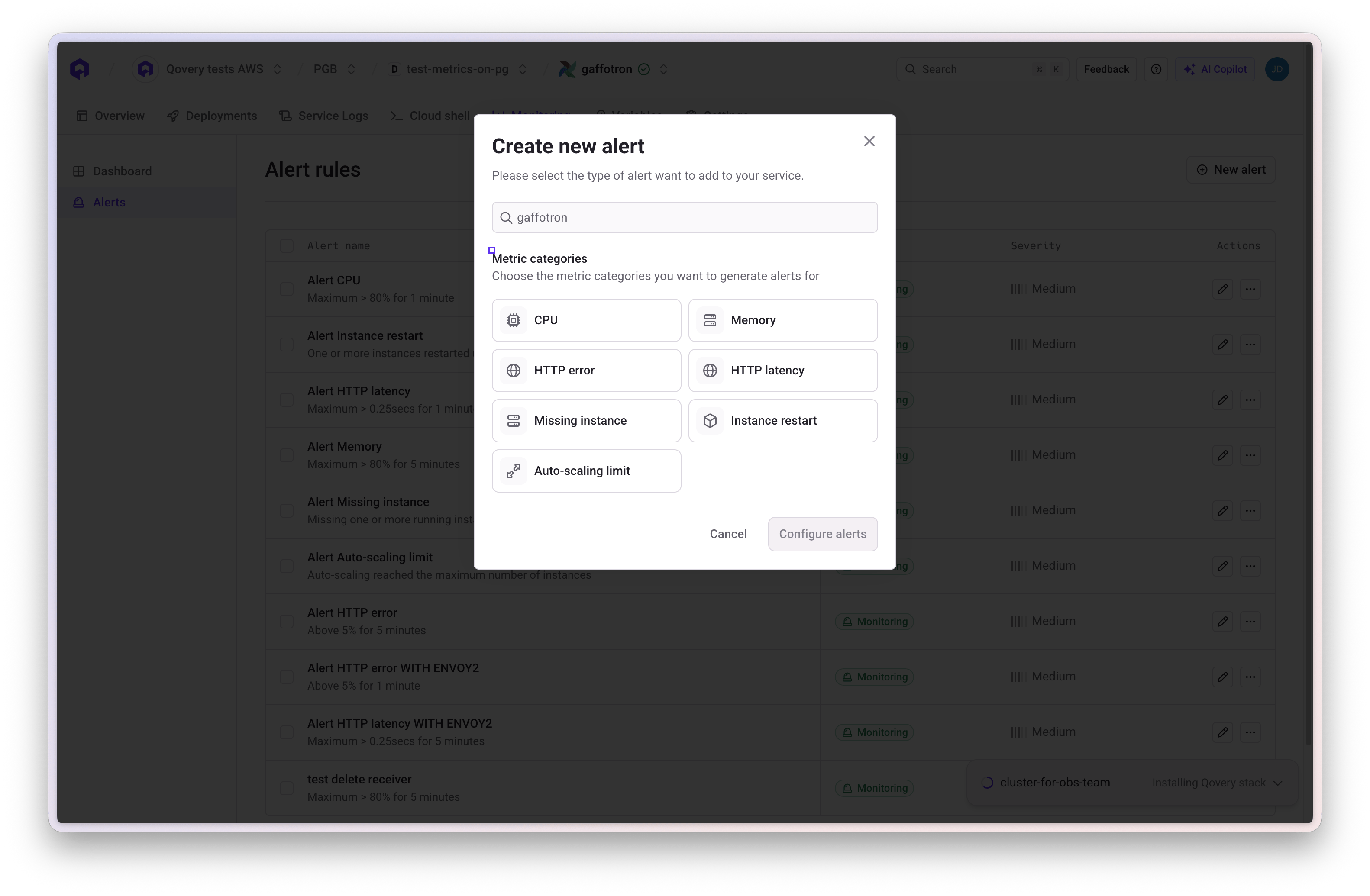 Creating an Alert