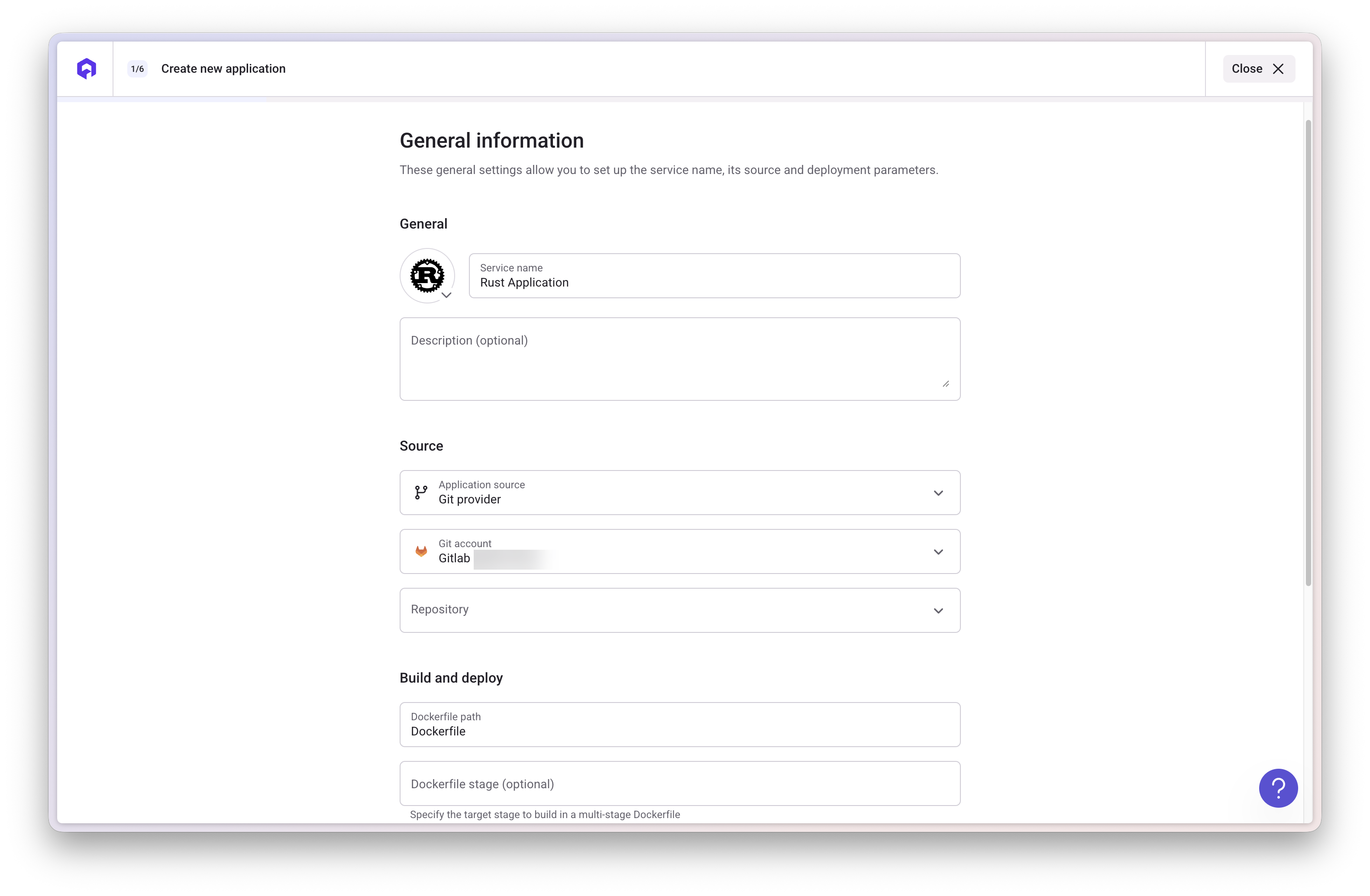 Register Rust application