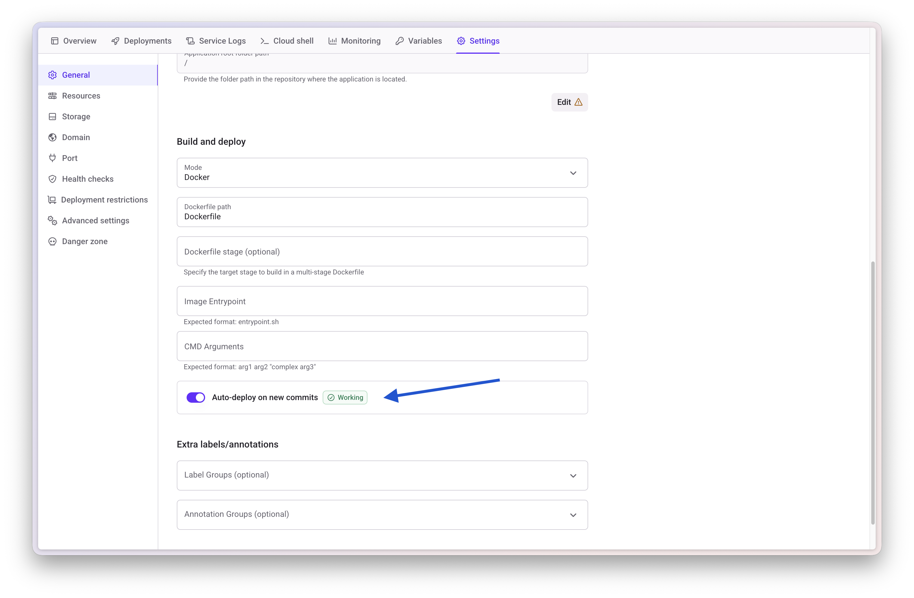 Auto-Deploy Settings