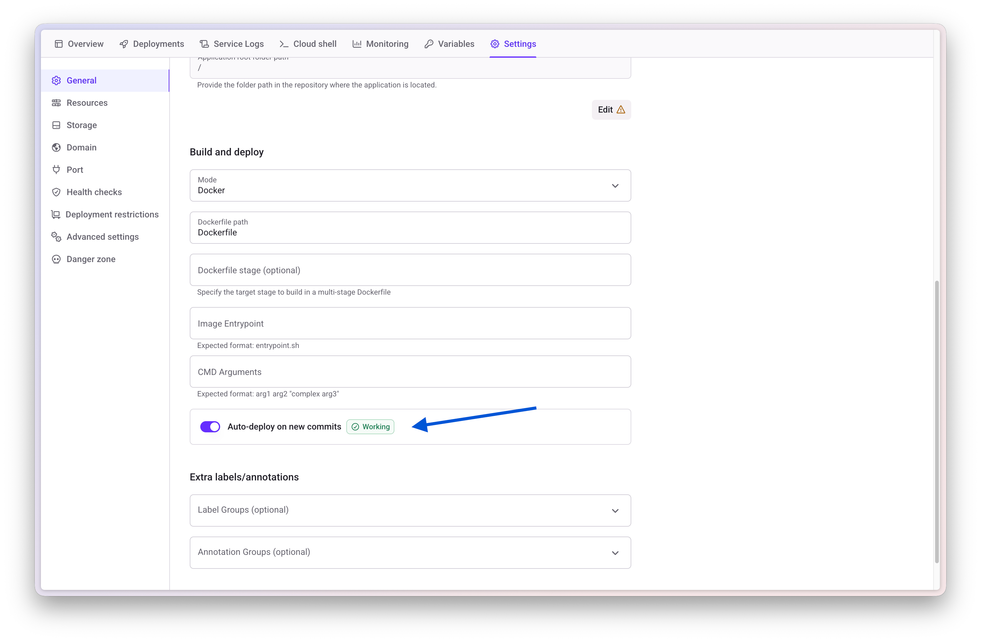 Auto-Deploy Settings