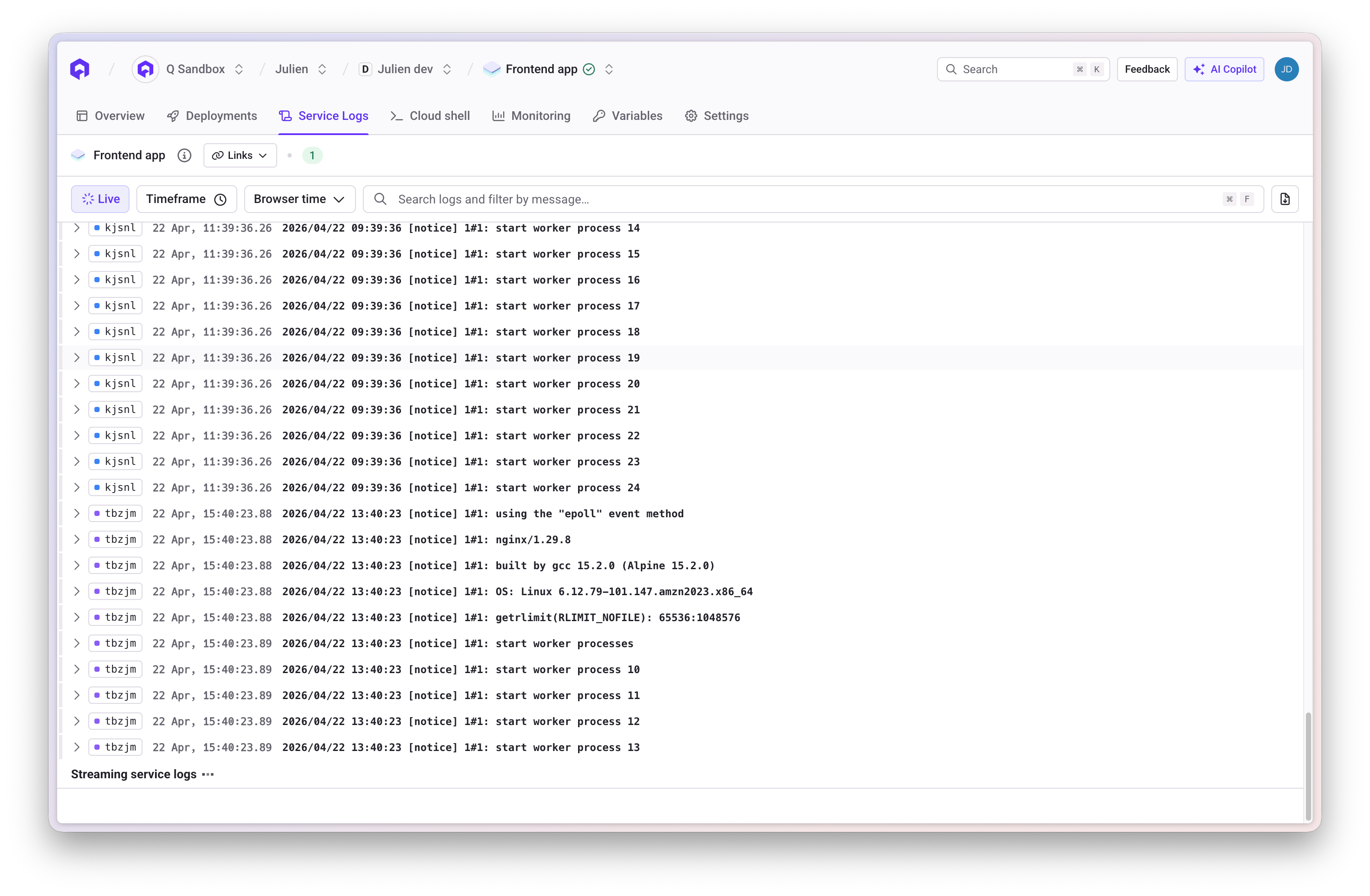 Service Logs