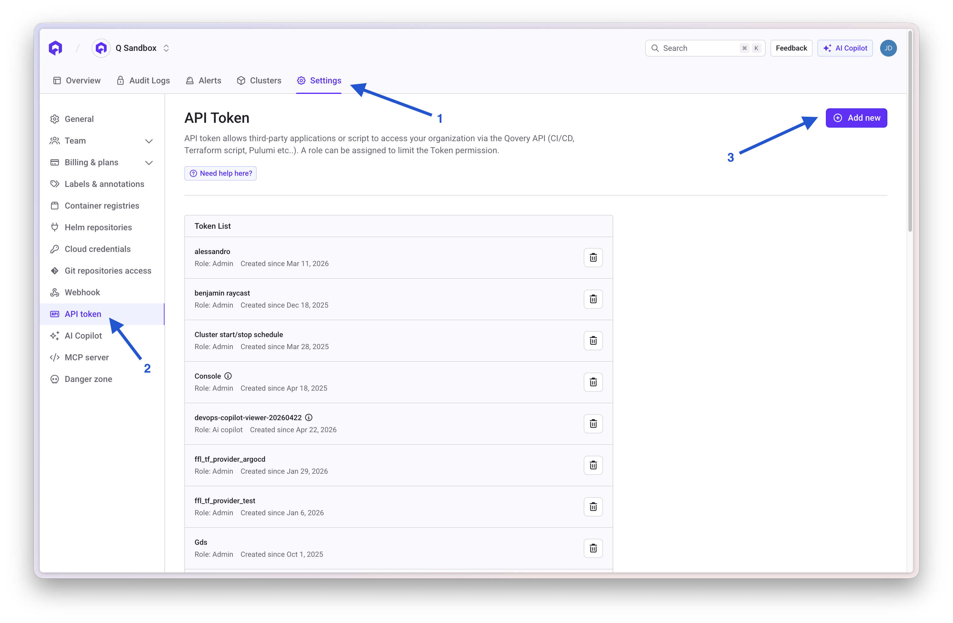 Generate Qovery API Token