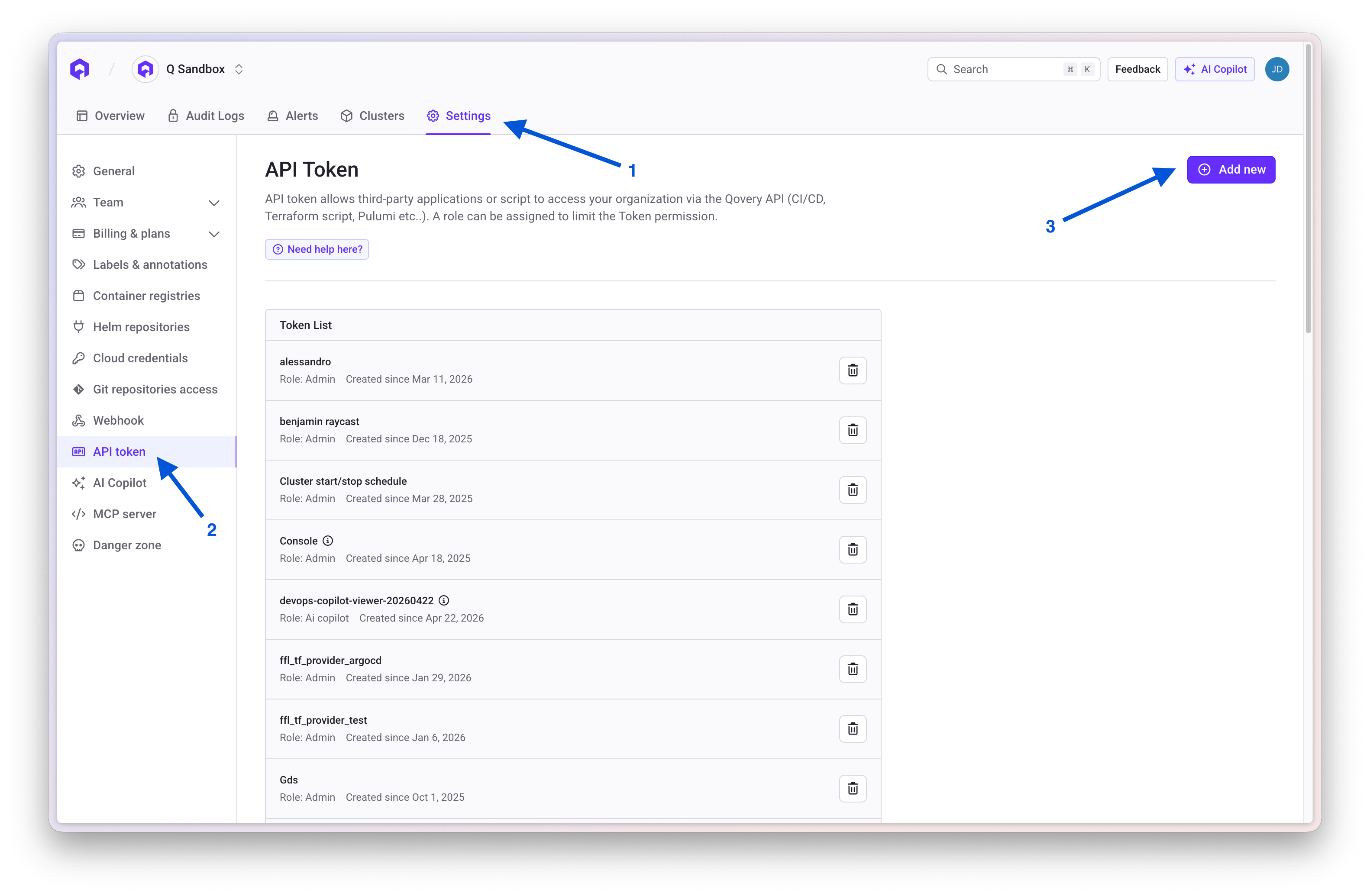 Generate Qovery API Token