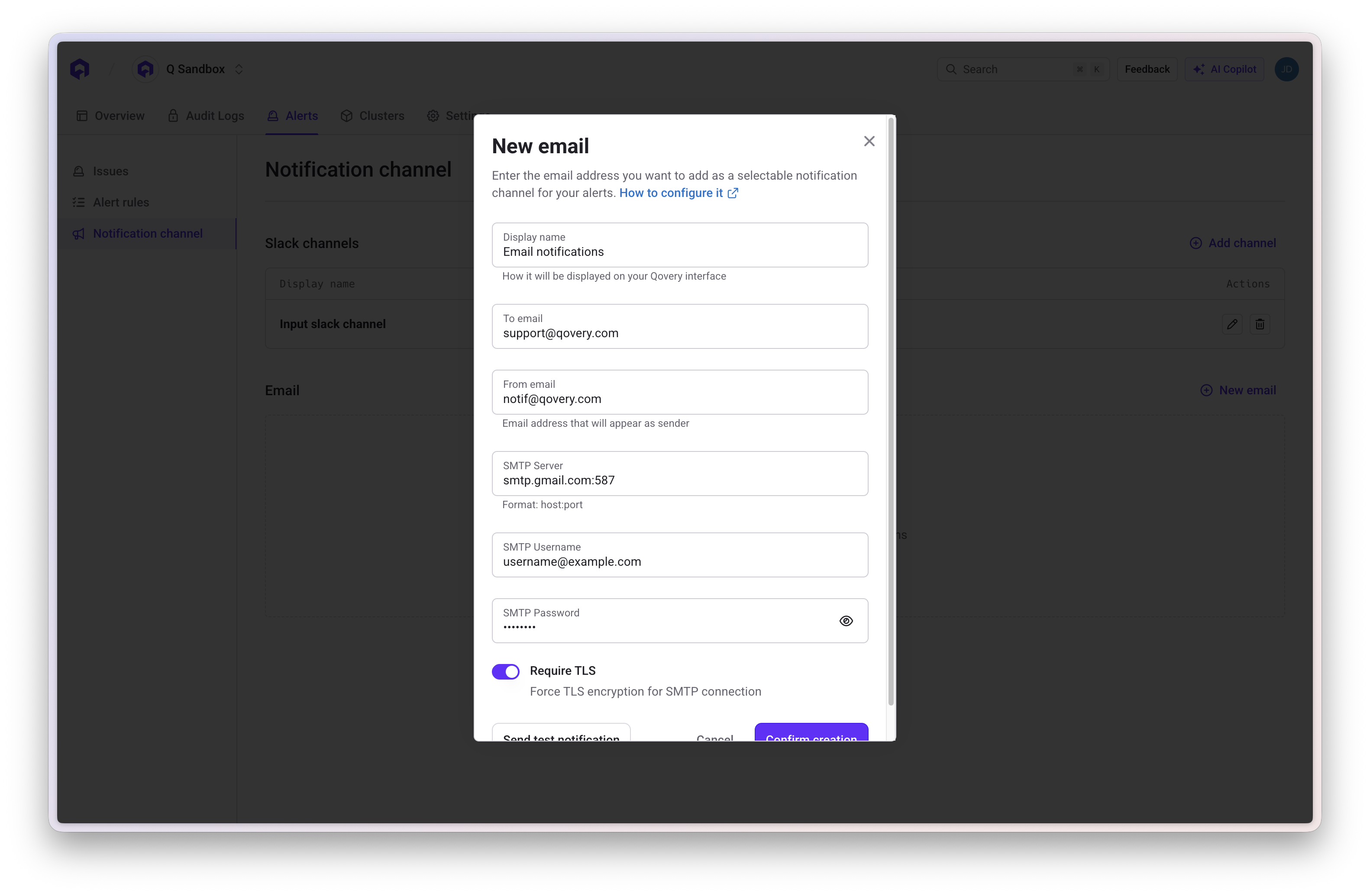 Email Notification Channel Setup