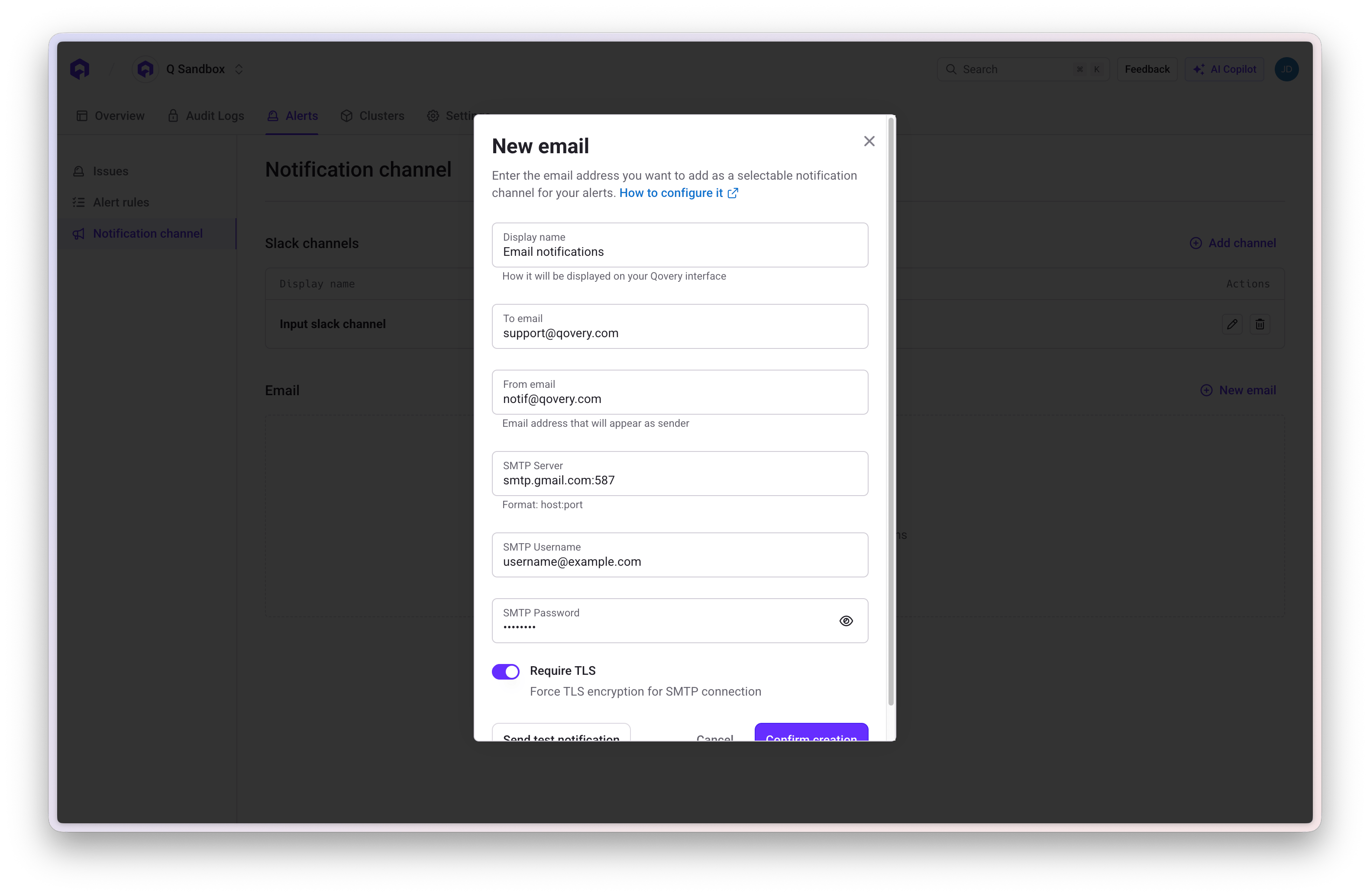 Email Notification Channel Setup