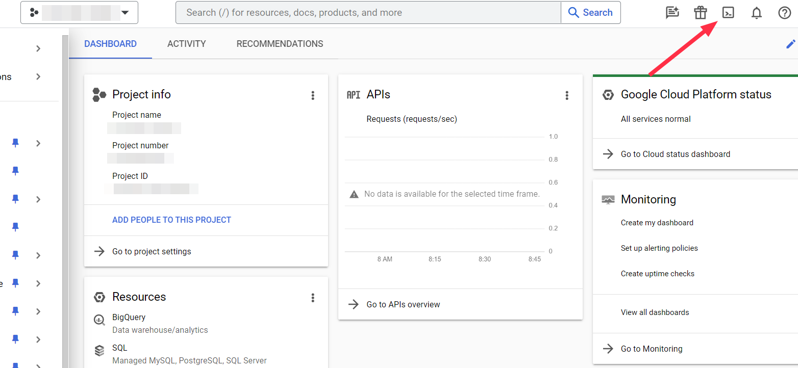 Open Google Cloud Shell