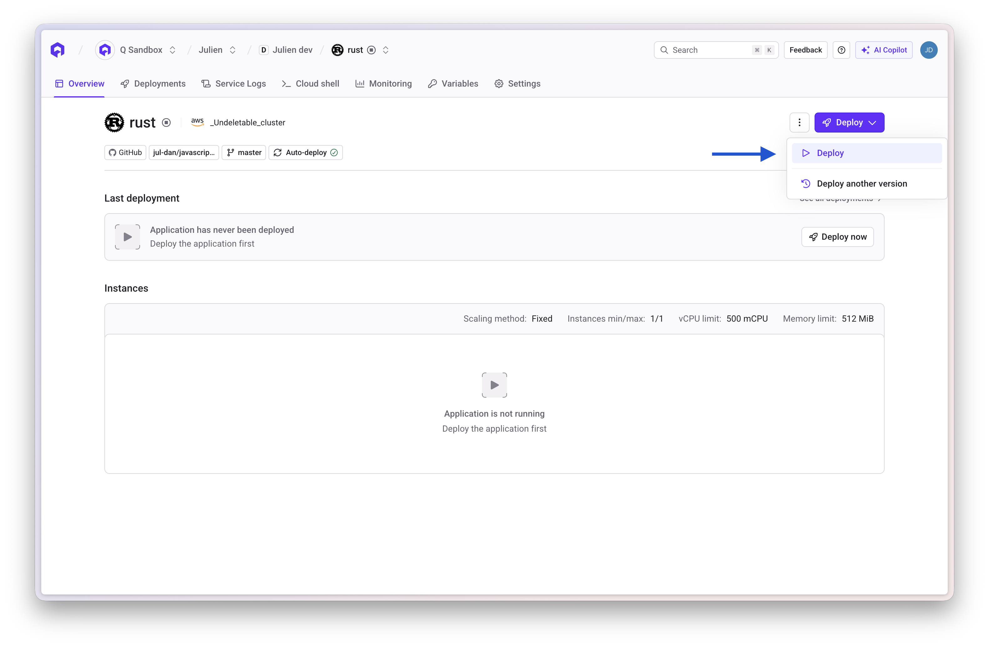 Deploy application