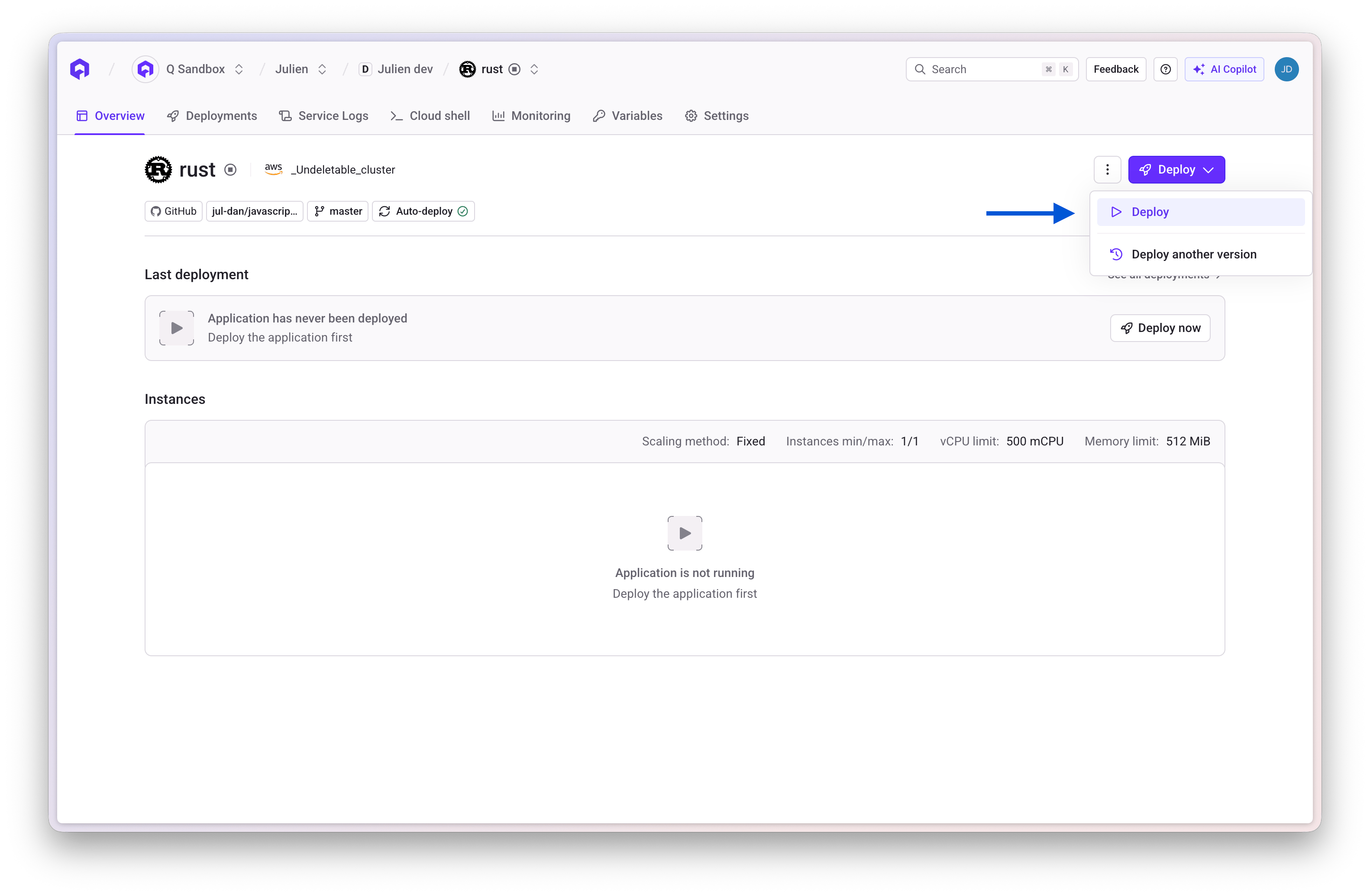 Deploy application