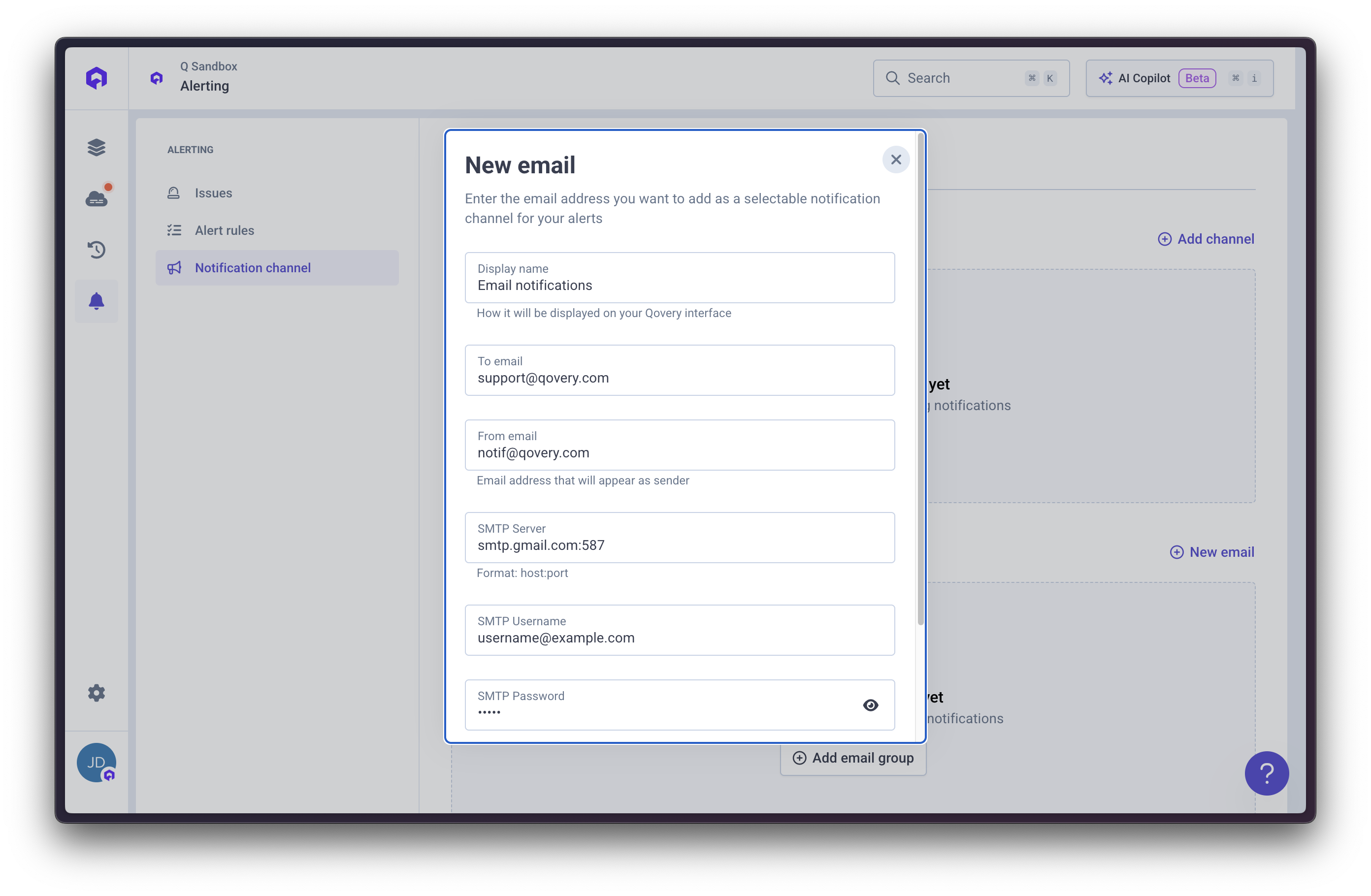Email Notification Channel Setup