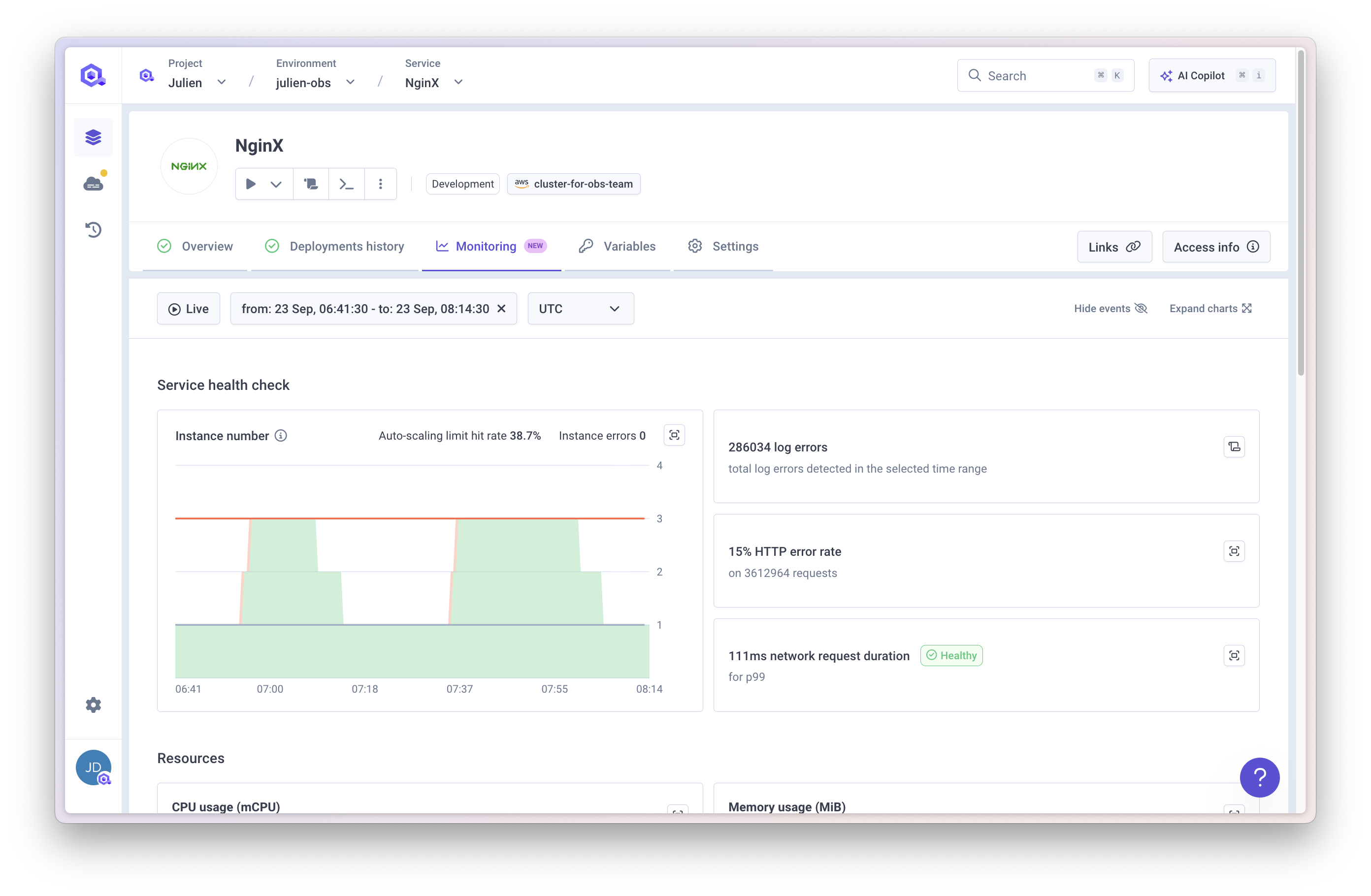 Qovery Observability Overview