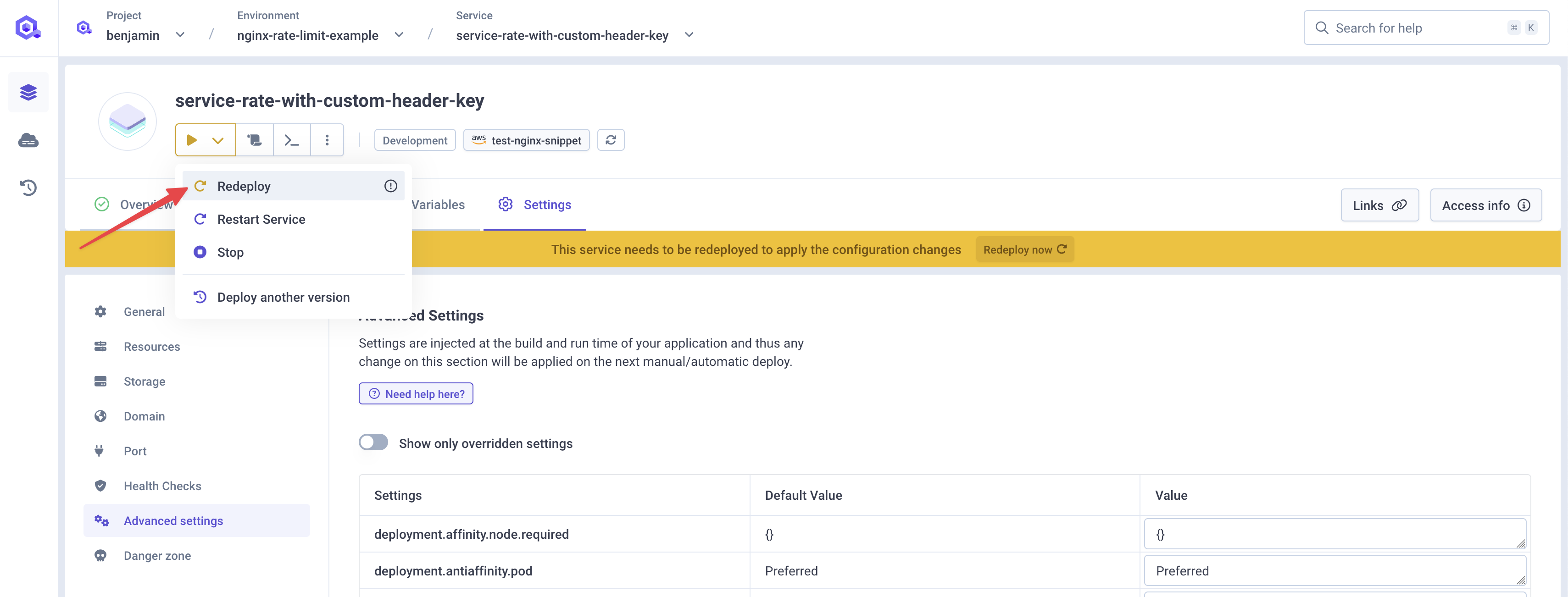 Deploy with custom header rate limit