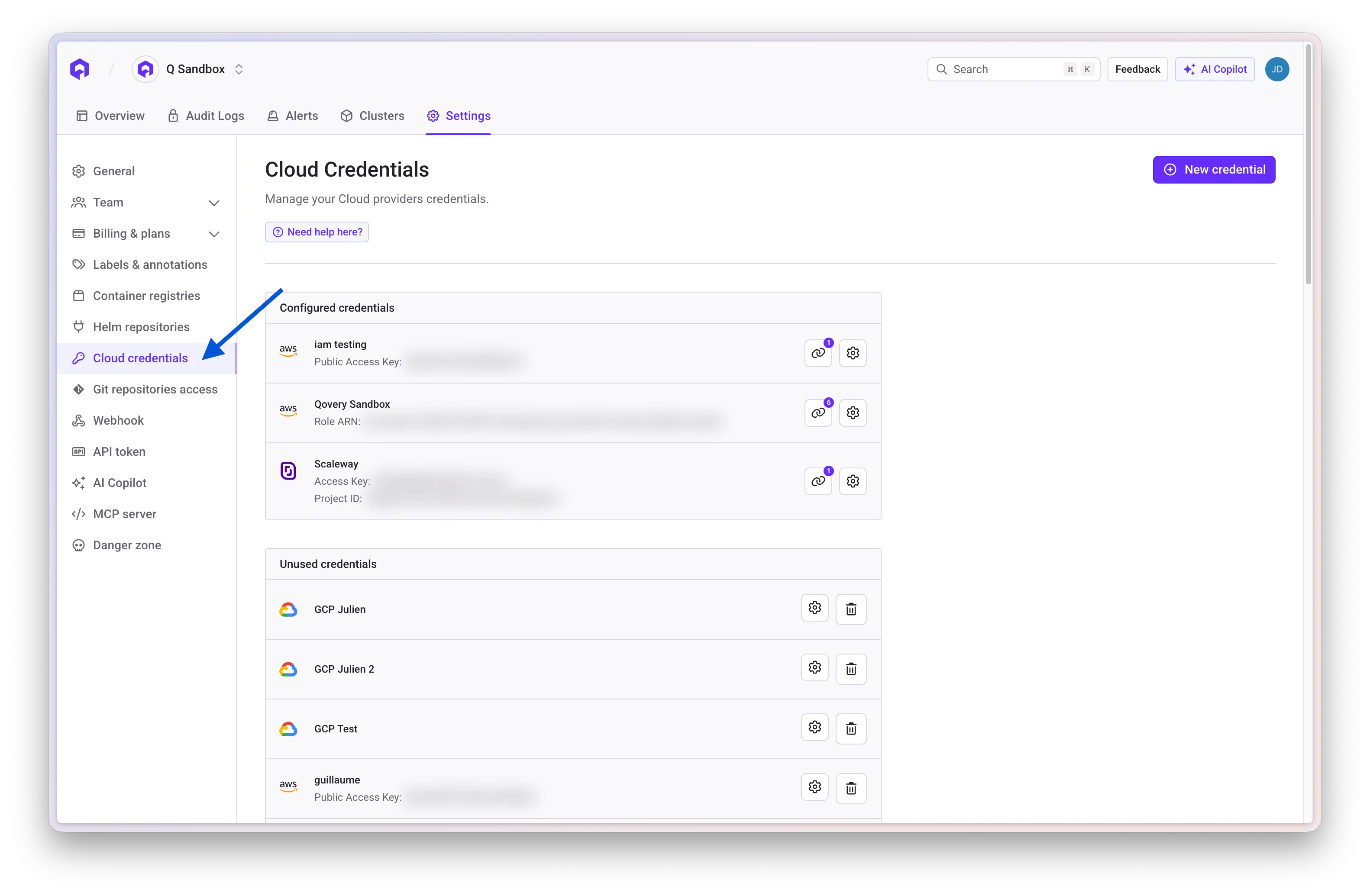 How to access your cloud credentials