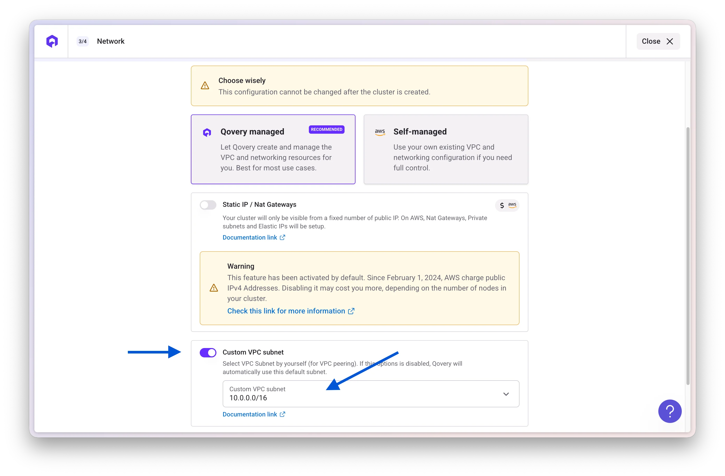 Customize Qovery CIDR