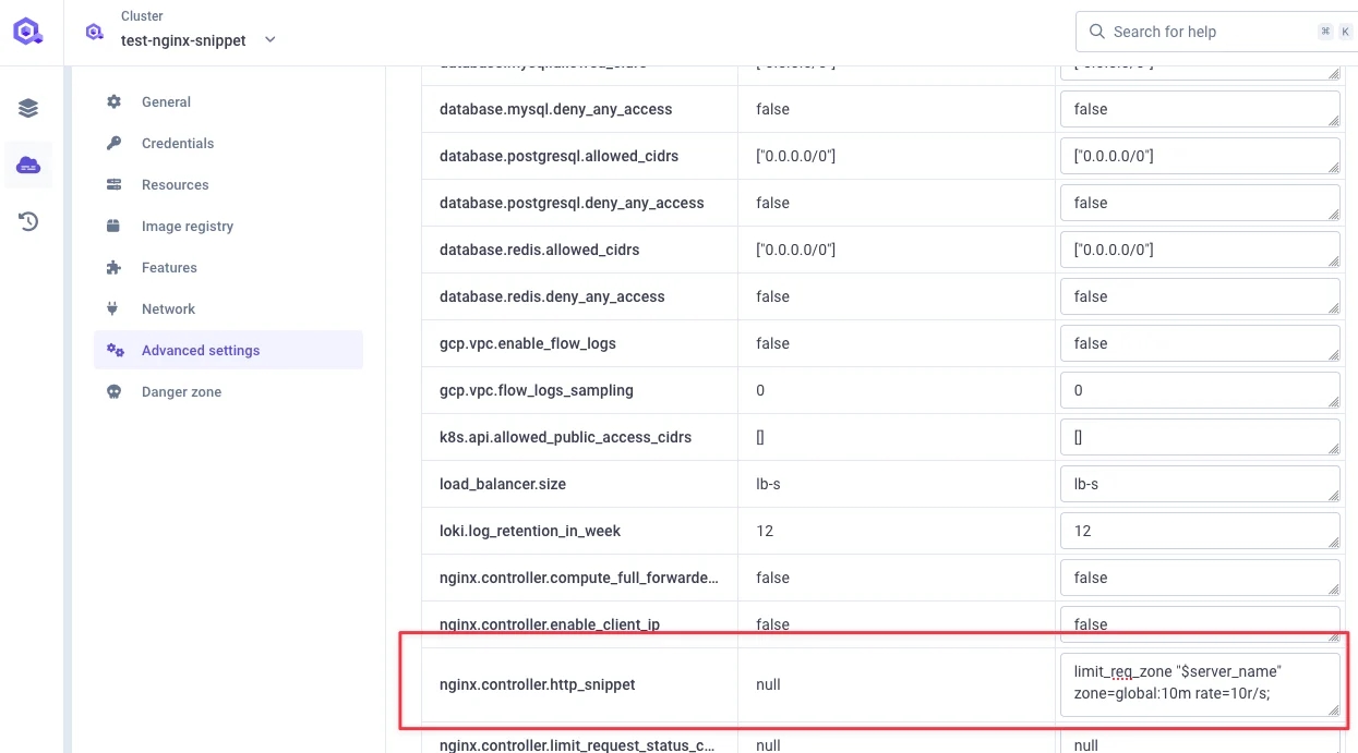 Set global rate in http snippet