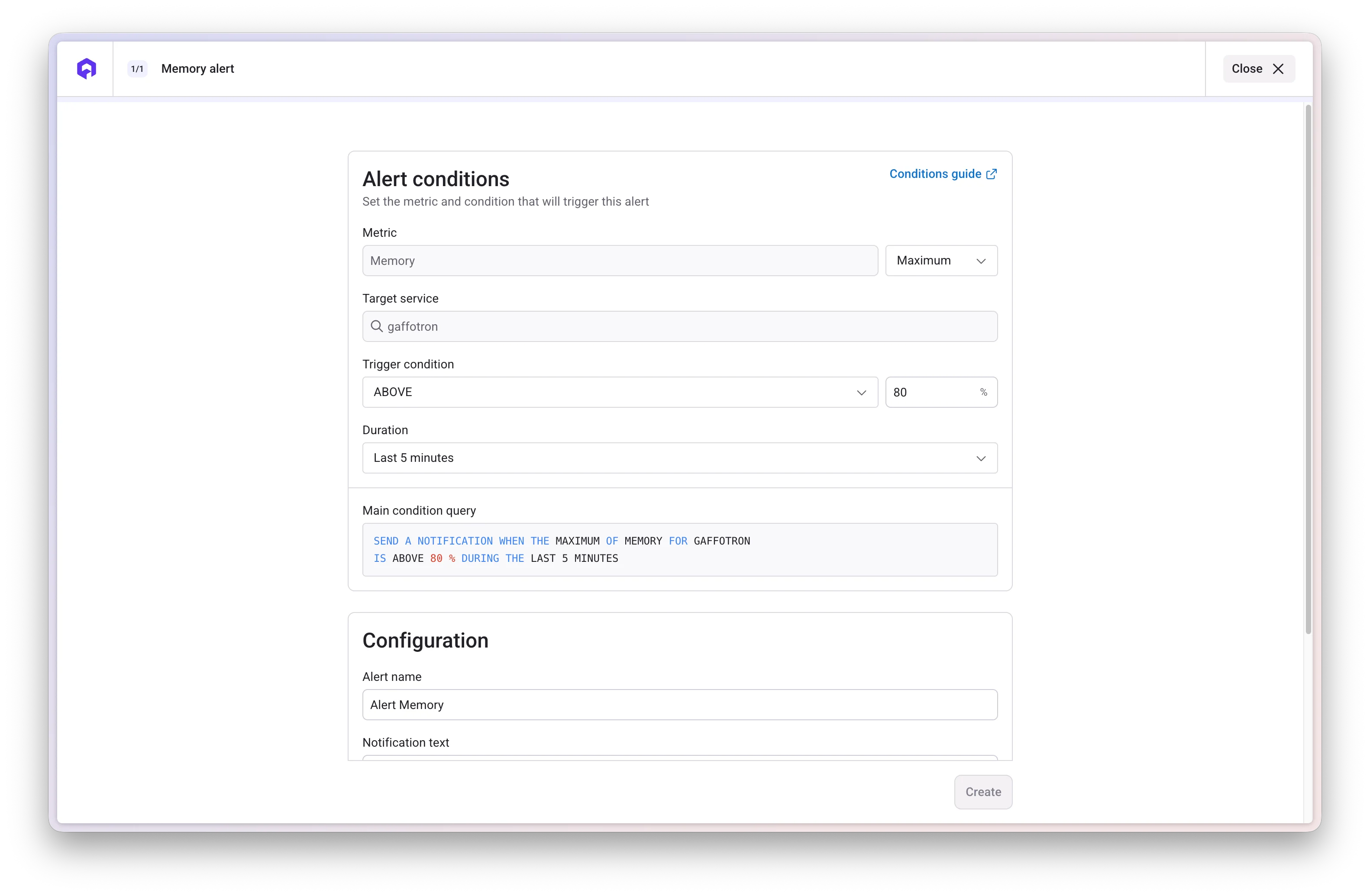 Alert Conditions Configuration