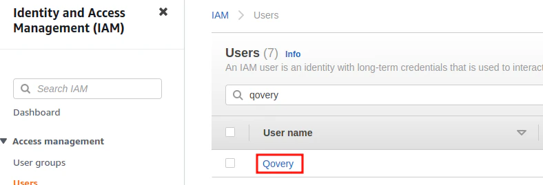 Select IAM user