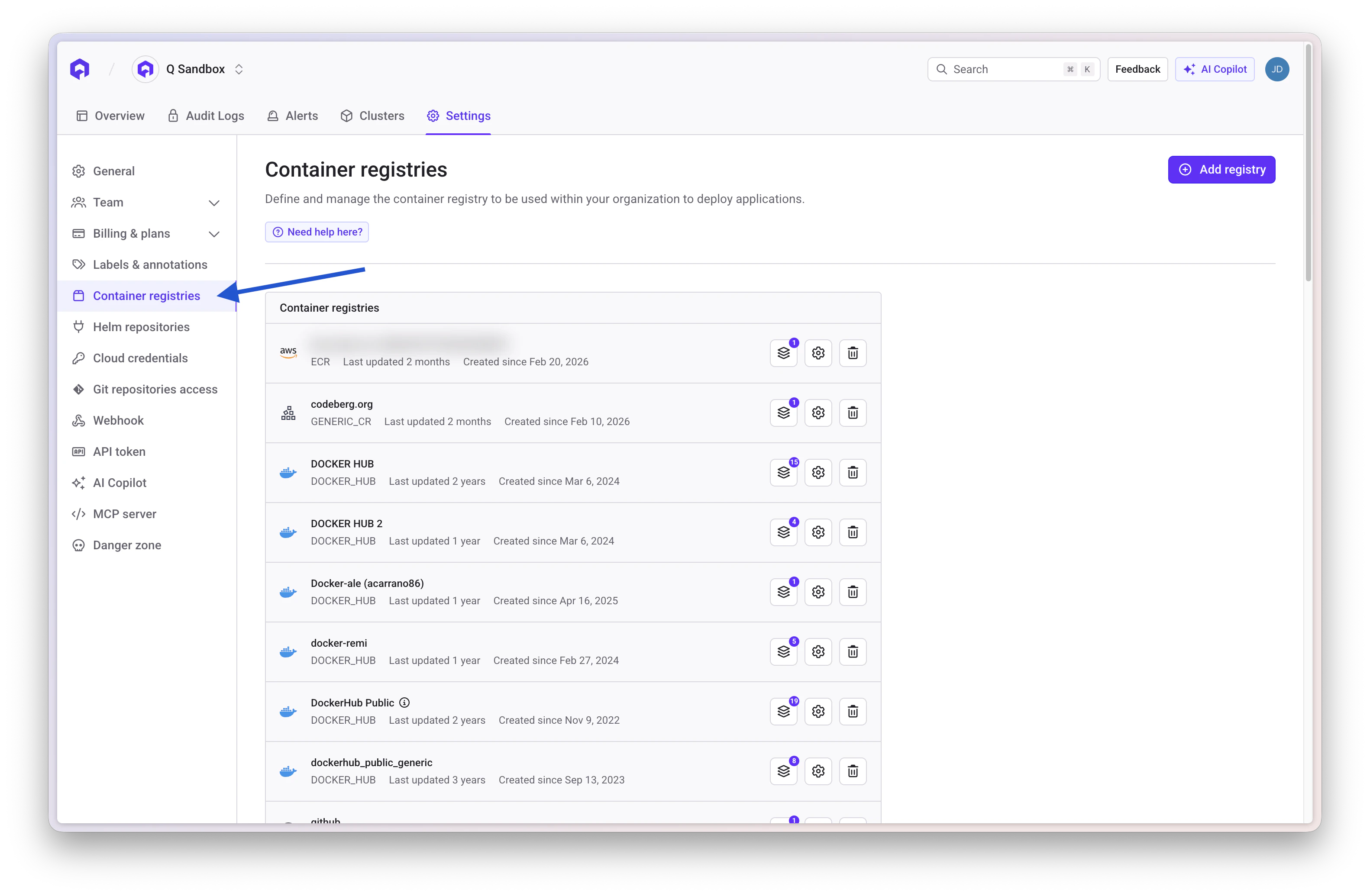 Container Registry Management
