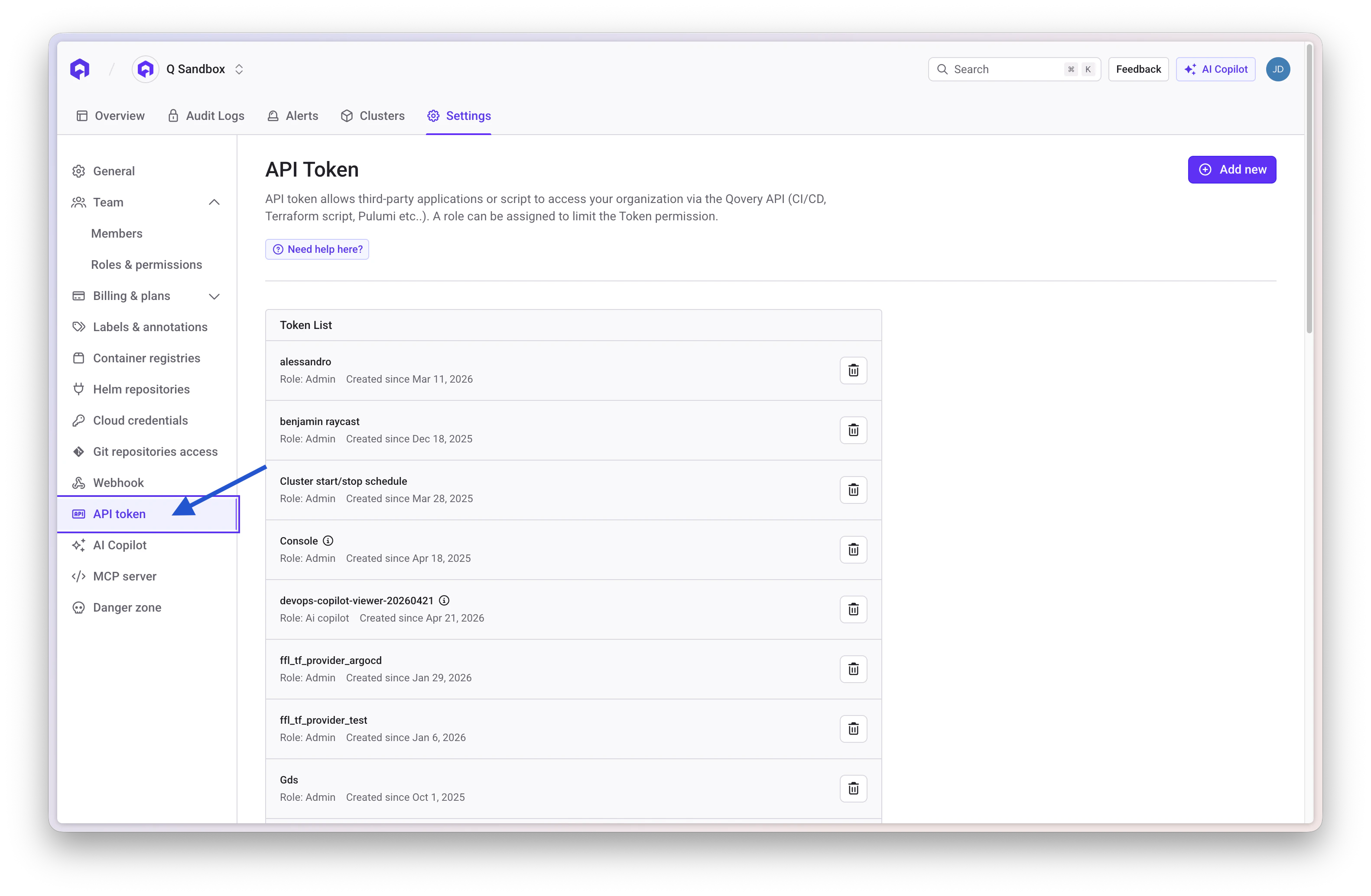 How to access your Token API section