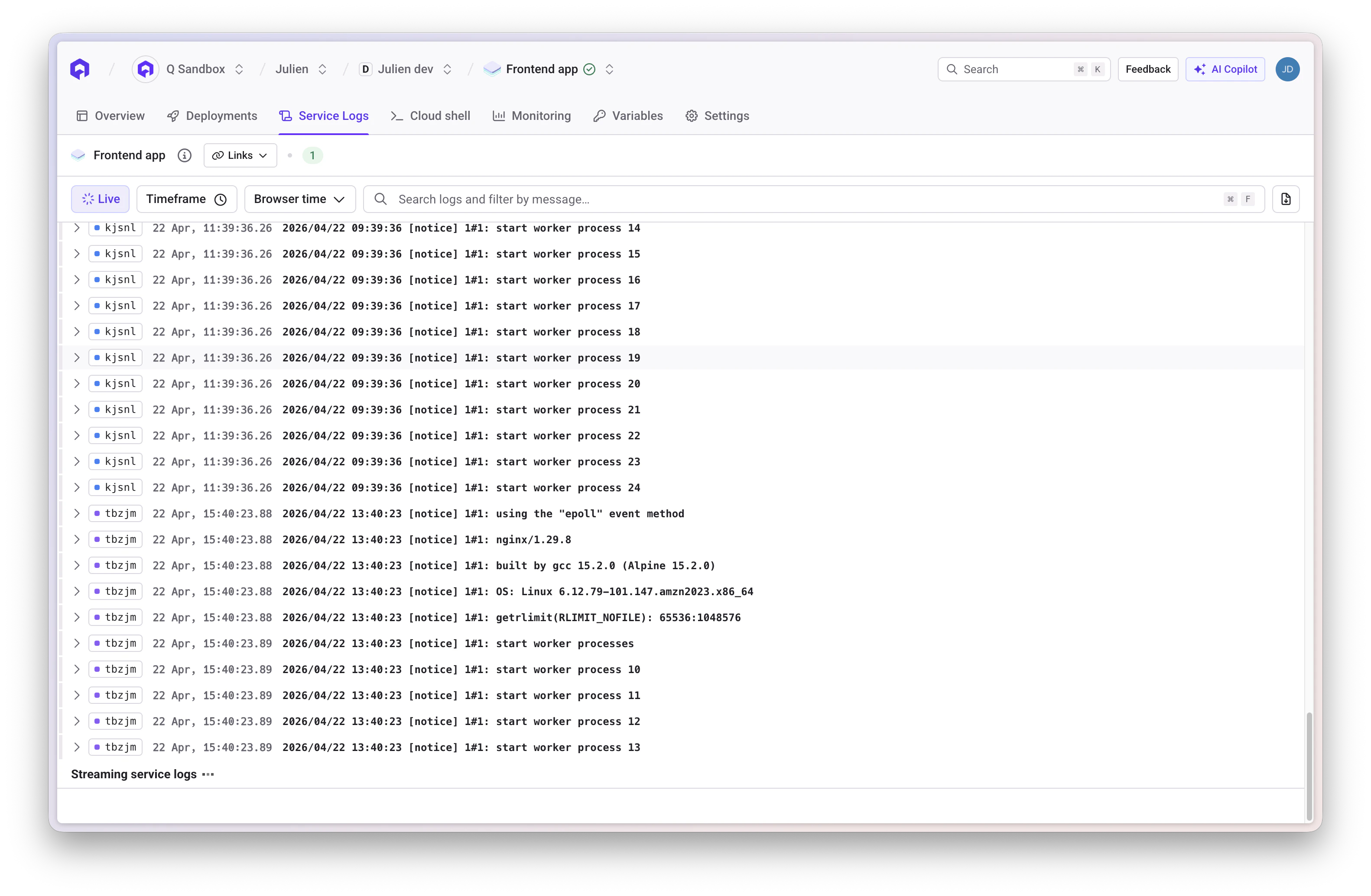 Service Logs