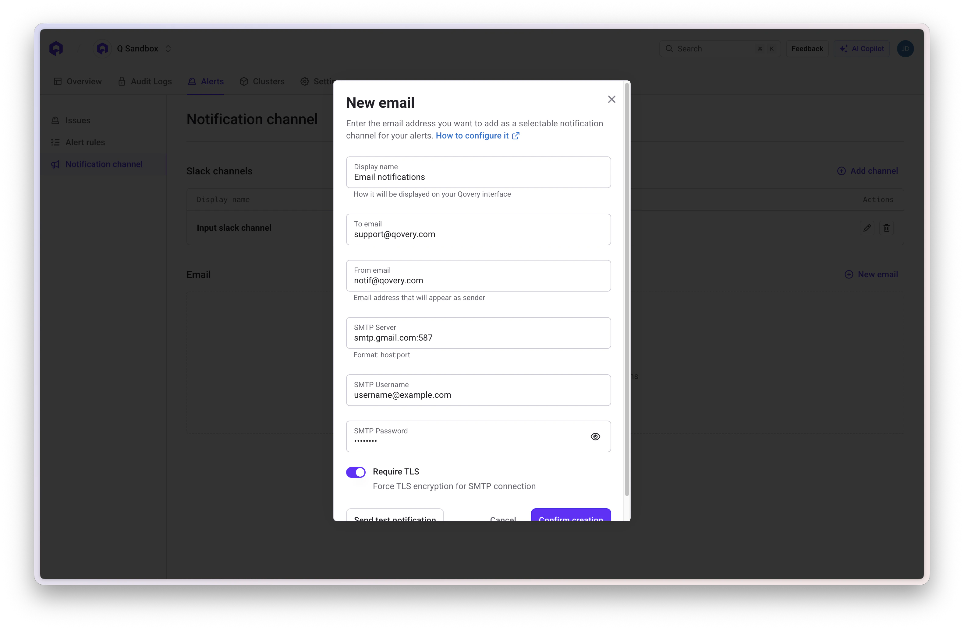 Email Notification Channel Setup