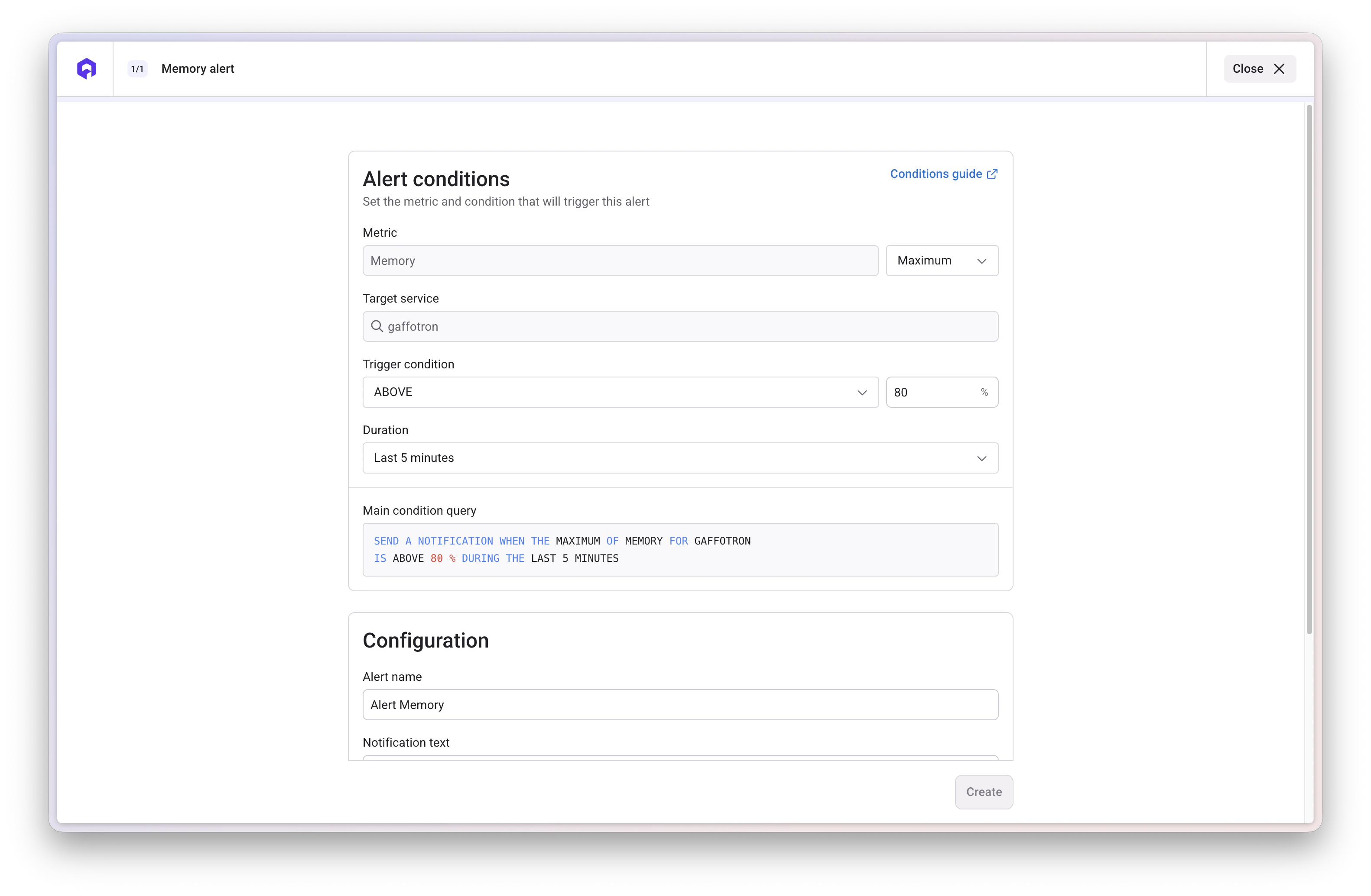 Alert Conditions Configuration
