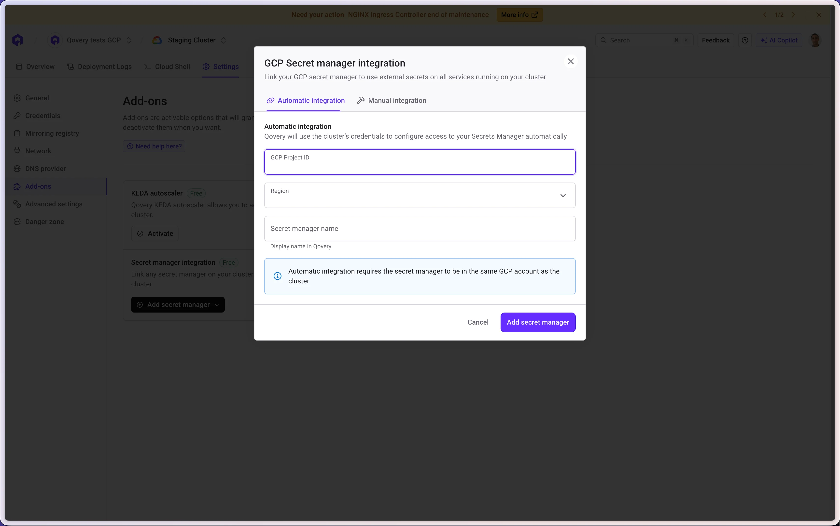 Automatic GCP Secret Manager authentication