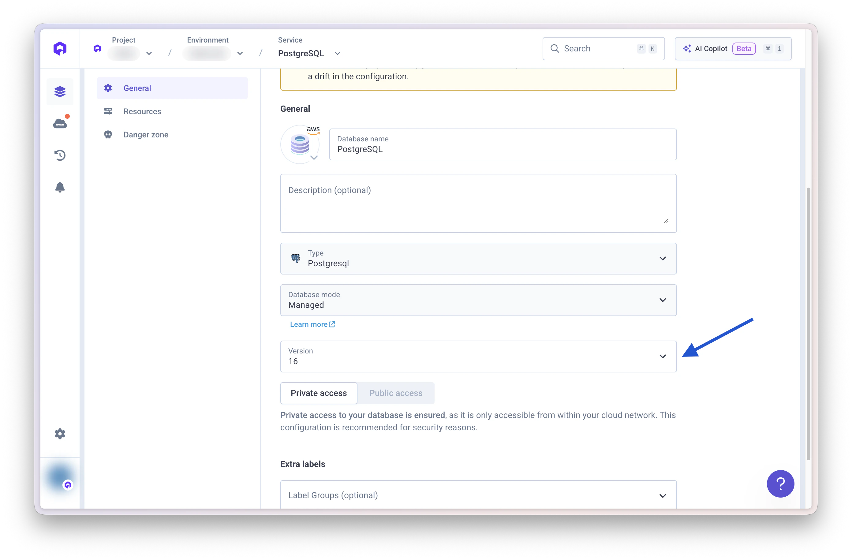 Update the database version