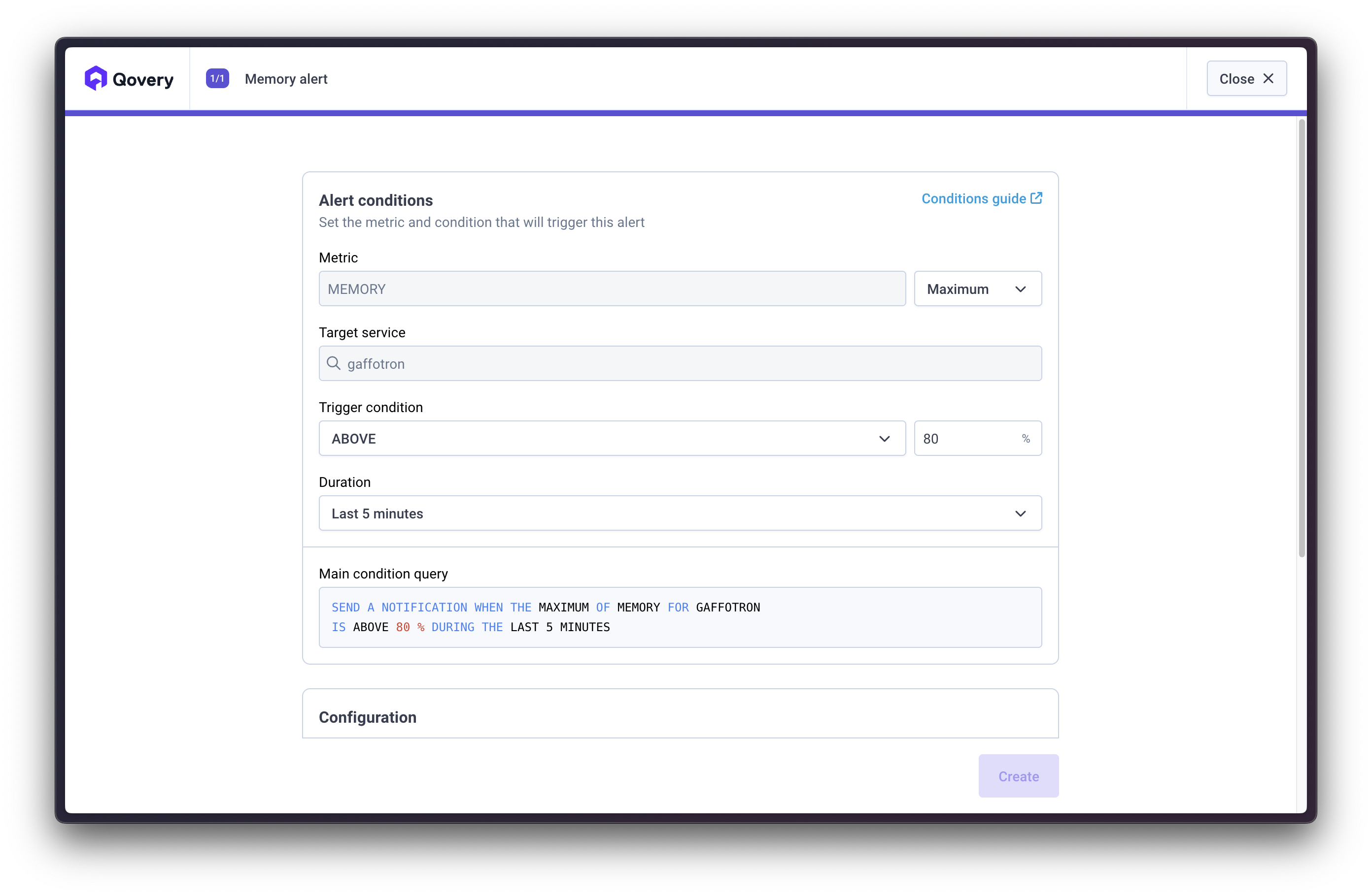 Alert Conditions Configuration