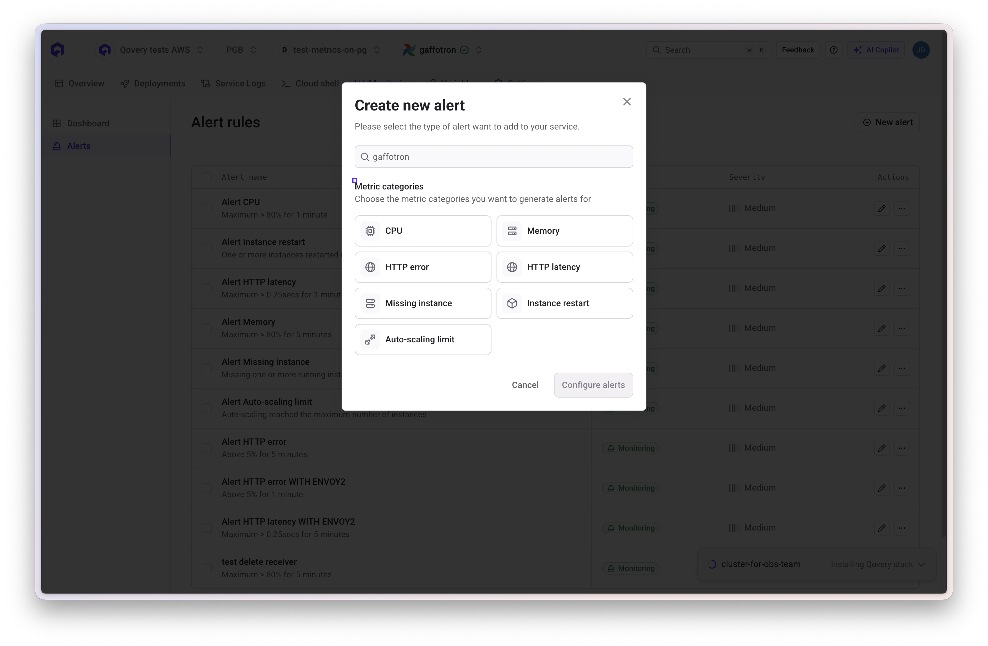 Creating an Alert